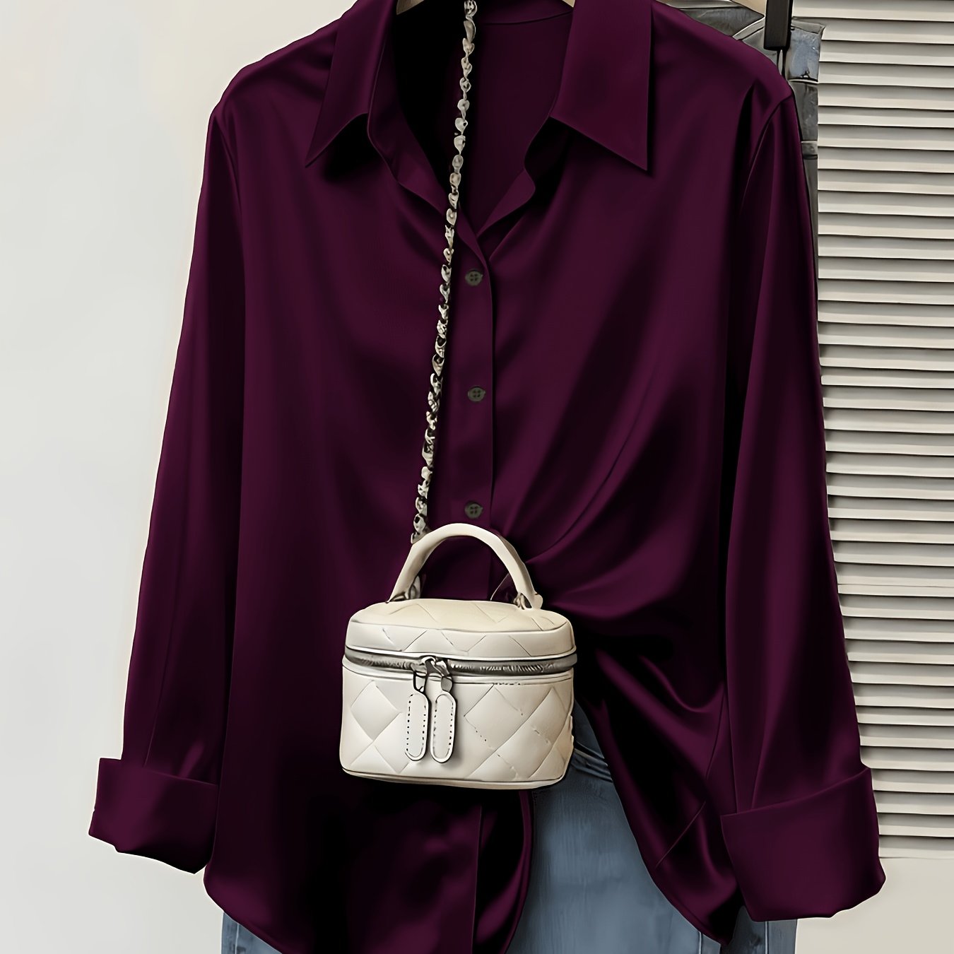 TEMU Women's Spring/autumn Elegant And Versatile Satin Commuter Shirt