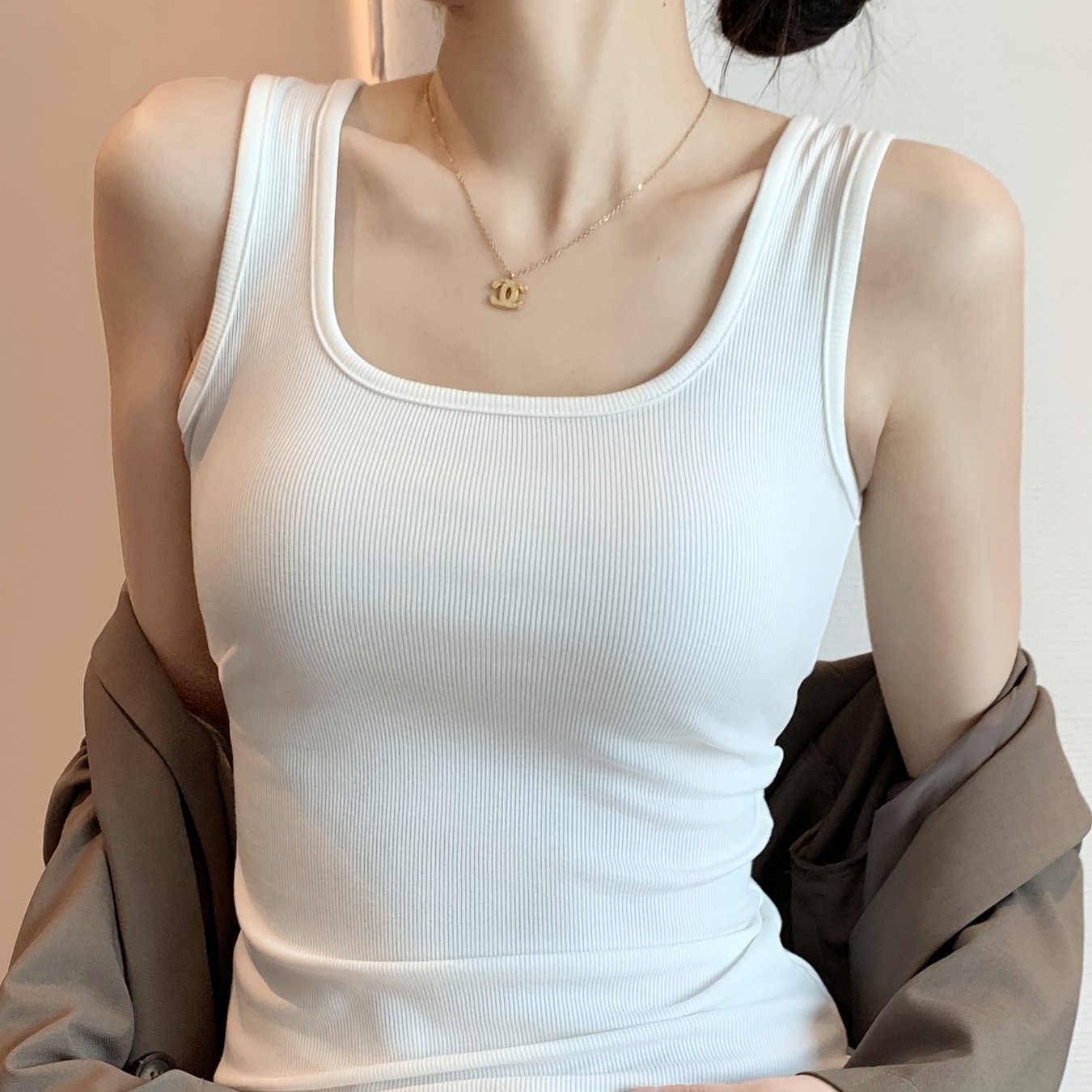 TEMU Women' Color Sleeveless Tank Top, Versatile And Comfortable, Suitable For , As A Base Layer Or Top Without Pads, Can Be Worn Outside