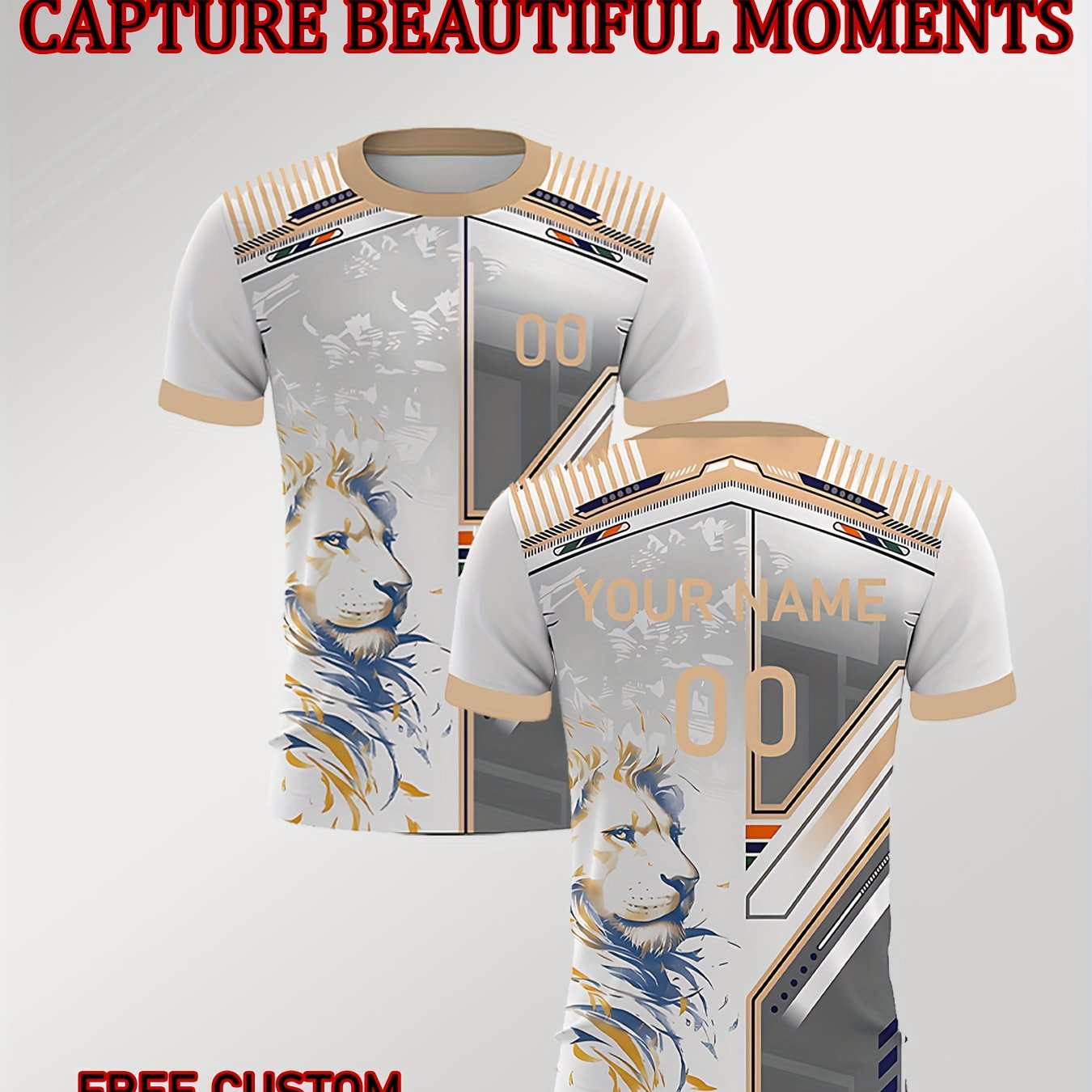 TEMU Maillot de foot à col rond personnalisé avec nom et numéro - Respirant et confortable, idéal pour l'entraînement et les tenues décontractées, un