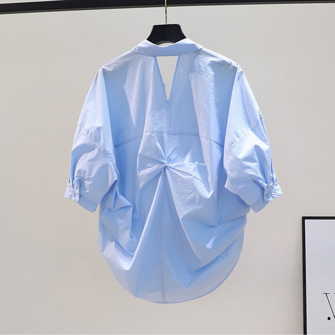 TEMU 【商品名】で中抜きされた背中のないシャツ、夏のリットシャツ、ゆったりプリーツ半袖トップス