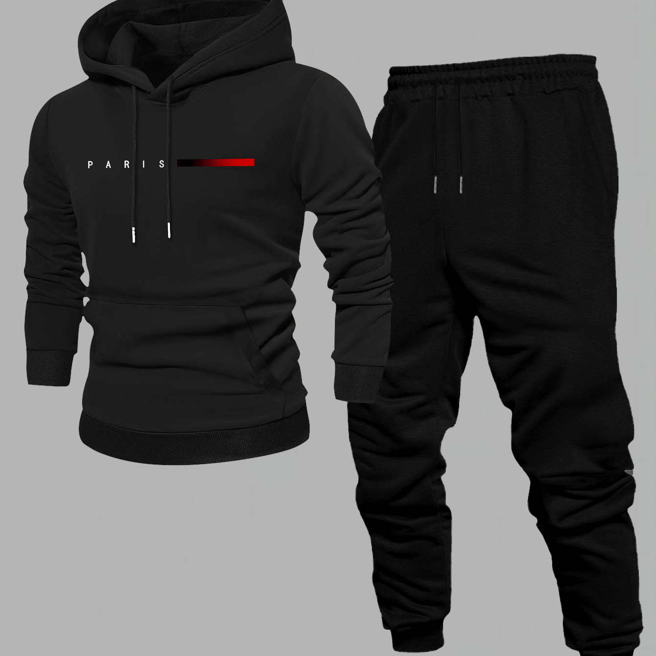 TEMU Von Paris inspiriertes Herren-Freizeit-Set aus Hoodie Hose für Herbst/Winter, 2-teilig, ein stilvolles trendiges Sweatshirt eine Hose