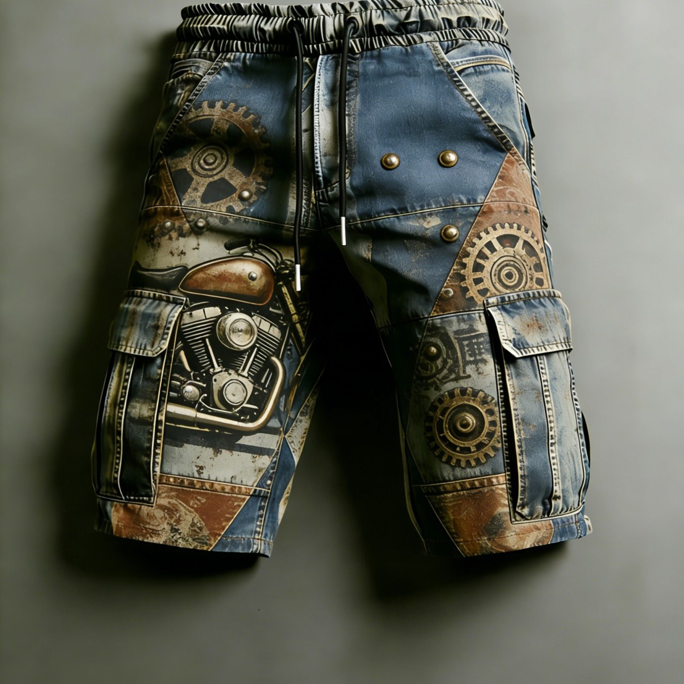 Image of 2026 Single-piece Pants (no Belt), New European And Viking Retro Art Printing, Trendy Hot Pants, Casual Men's Trousers, Gift Items