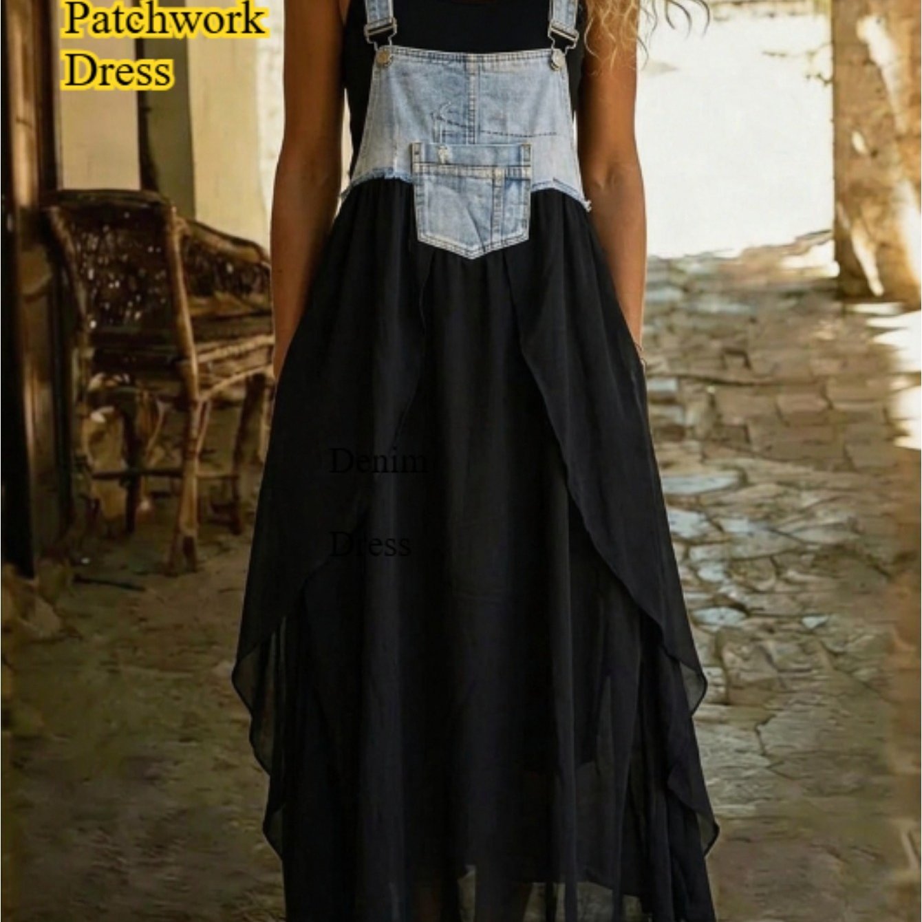 2026 /summer Denim Print Overalls Dress-perfect For Casual Attire