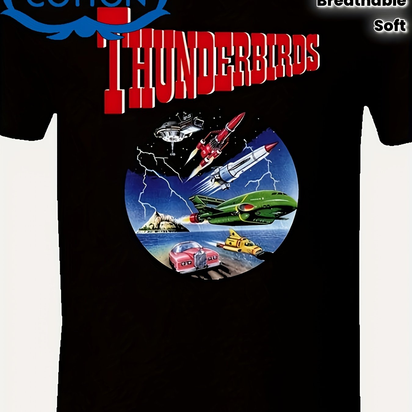TEMU Men's Thunderbirds Tv Show Graphic T-shirt Breathable Fabric Retro Vintage High Stretch Regular T-shirt Unisex T-shirt Suitable For Outdoor Or
