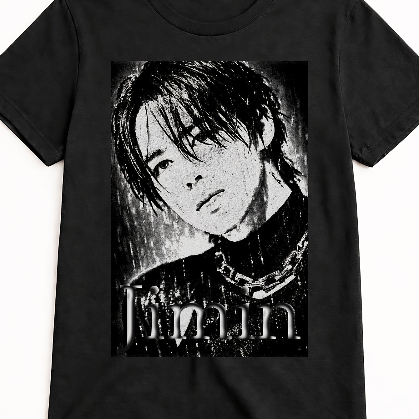 Image of Kpop Art Print T Shirt Aesthetic Street Style Suitable For Style Lovers Casual Wear Fit Black Crew Neck 180g Pure Cotton T Shirt Sizes S To 3xl