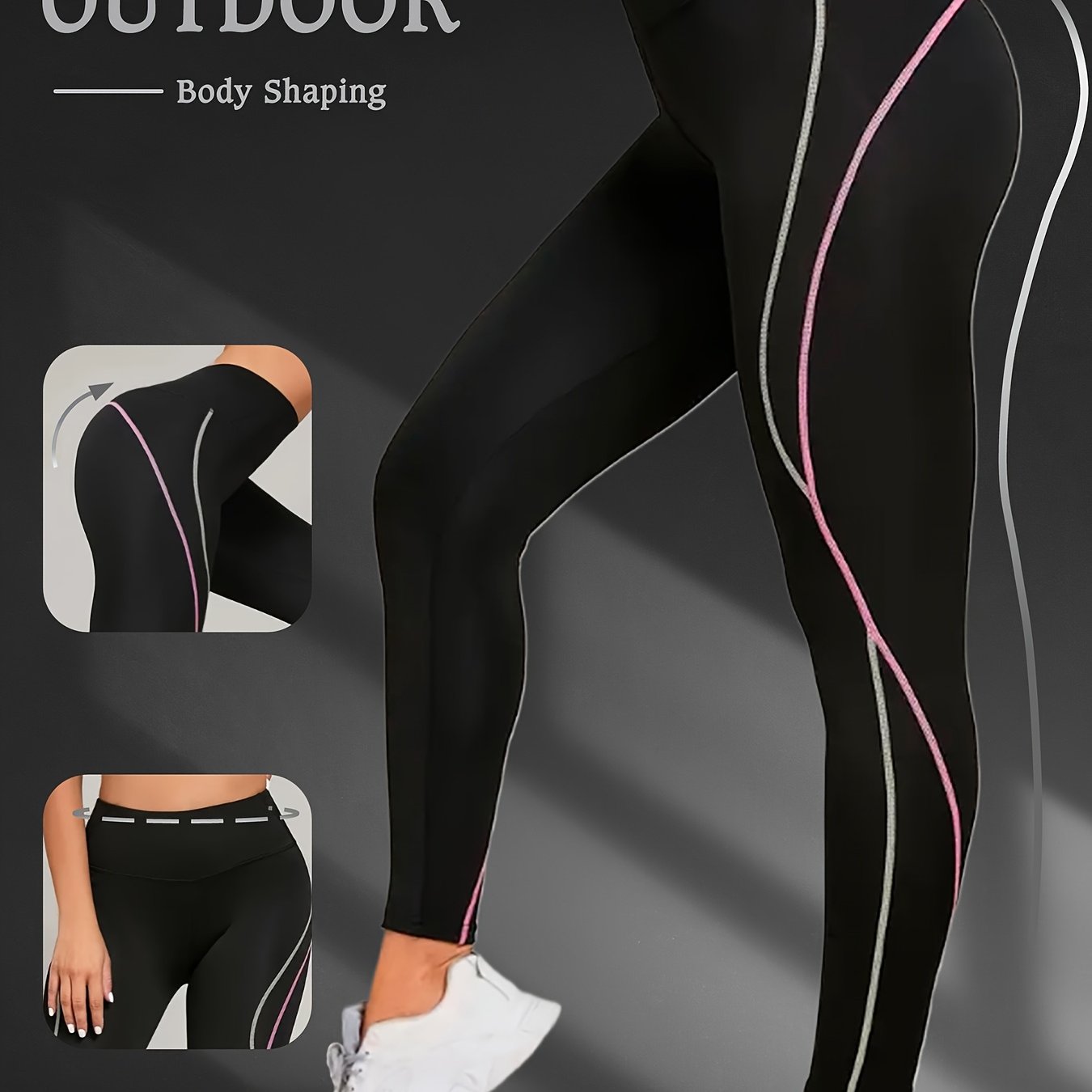 E-shop Damen Outdoor-Sport Fitness Laufhose mit Überkreuzung, Kontrastfarben, athletisch, straffend, Bauchkontroll- Po-hebende Yoga-Hose