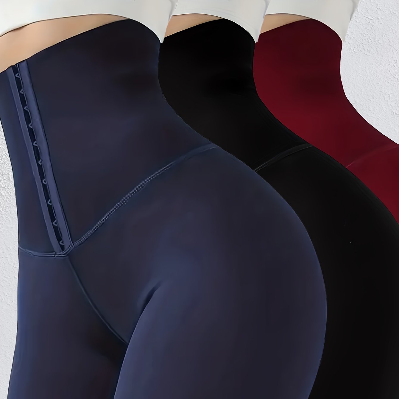 TEMU 3pcs Set Double-breasted European And New Arrival Women's Thigh-high Tights, Thickened Waist-cinching, Tummy Control, -lifting, High-waisted,