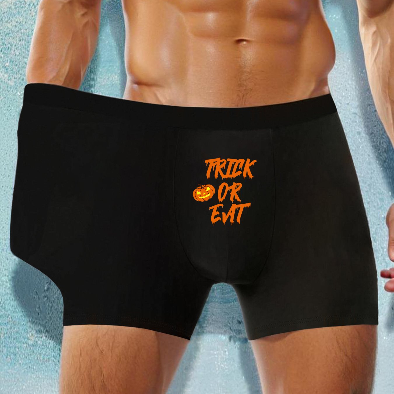 TEMU 1pc Halloween Pumpkin English Men's Boxer Briefs, Comfortable Breathable , Suitable For Halloween, Christmas, Birthday, , Valentine's Day Gift
