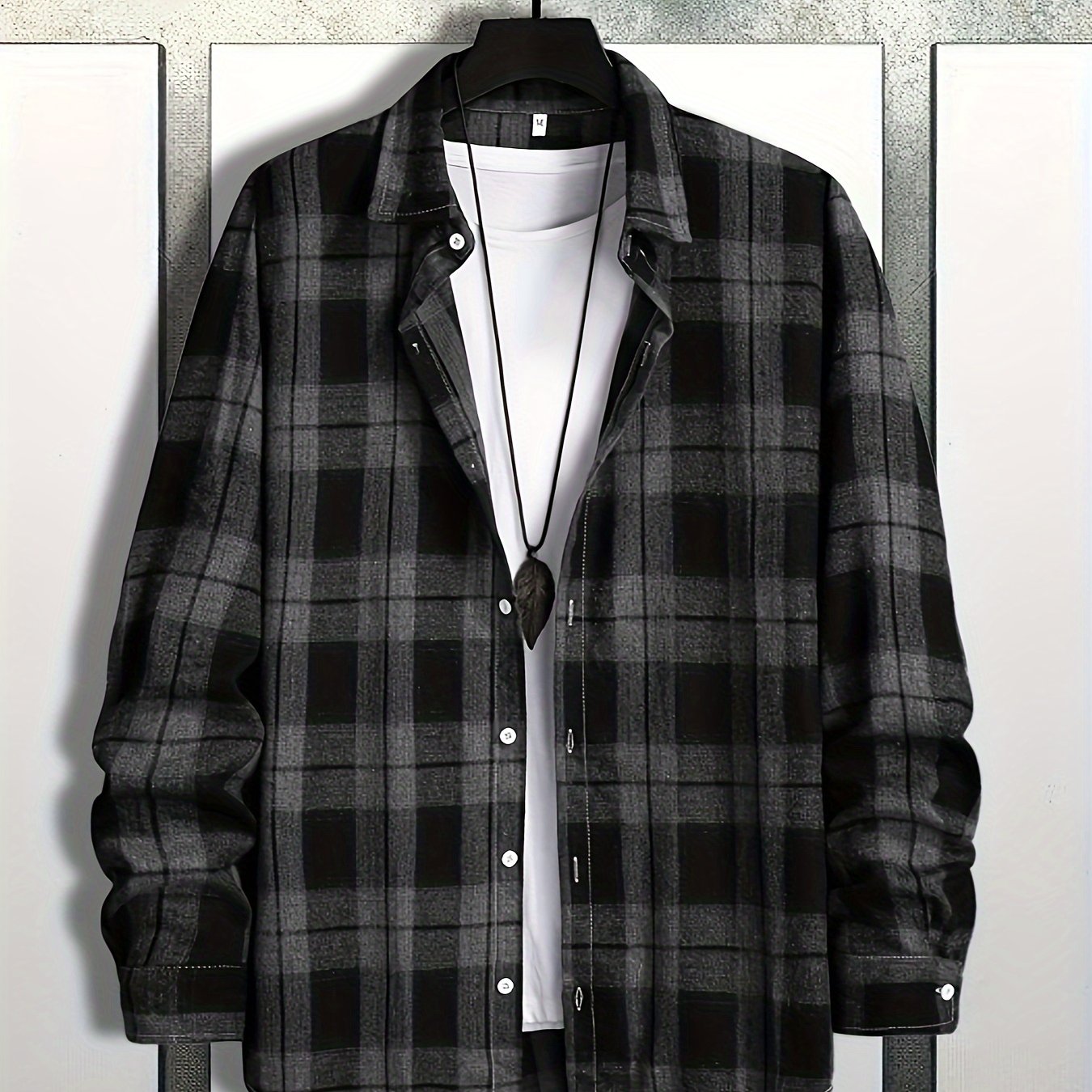 TEMU Plaid Long Shirt For And Fall, Casual Style Shirt As , Cloth