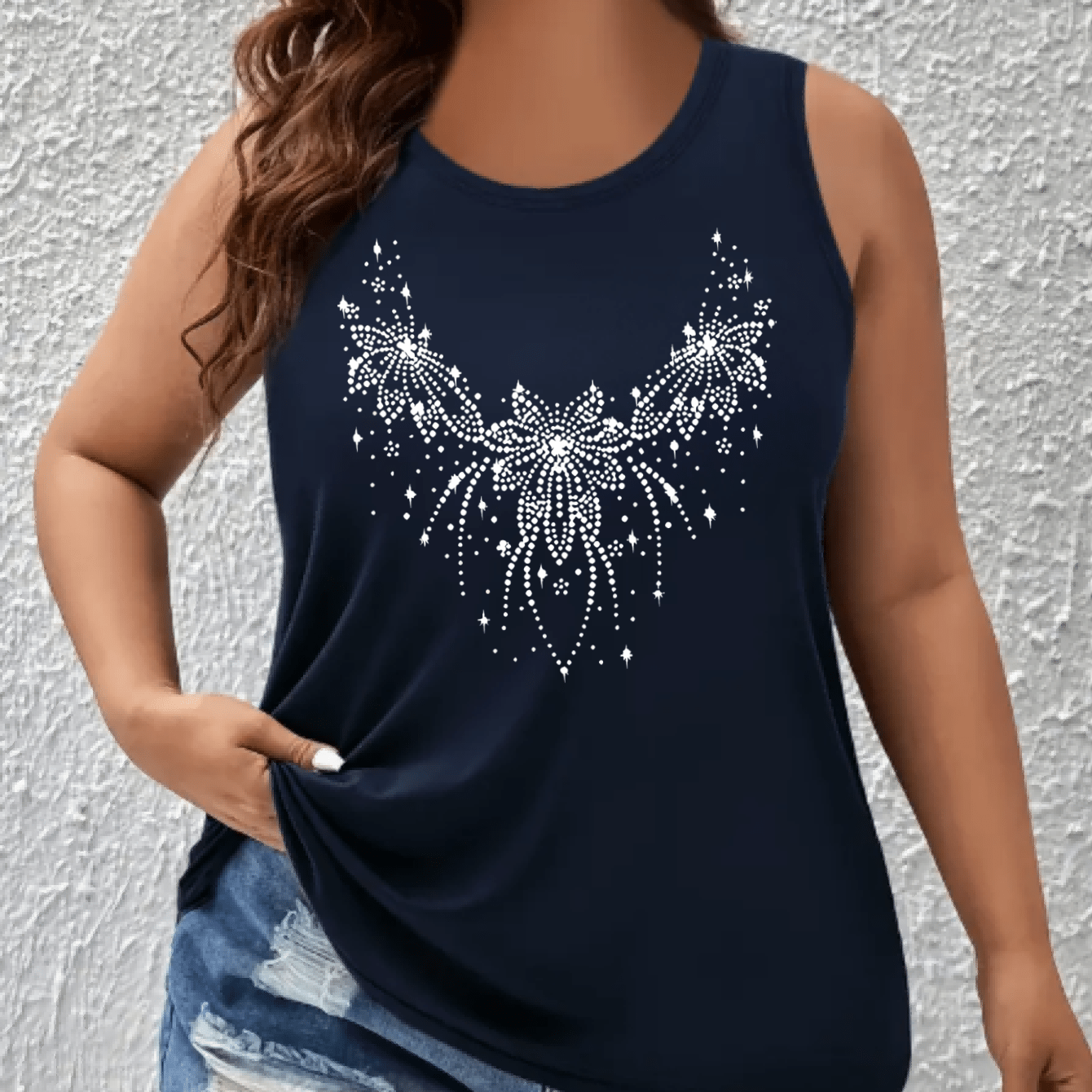 TEMU Spring/ Summer Women's Vest Front Printed Women's Off-the-shoulder Midi Top, Comfortable And Breathable Fabric Clothes, Casual Sporty Style