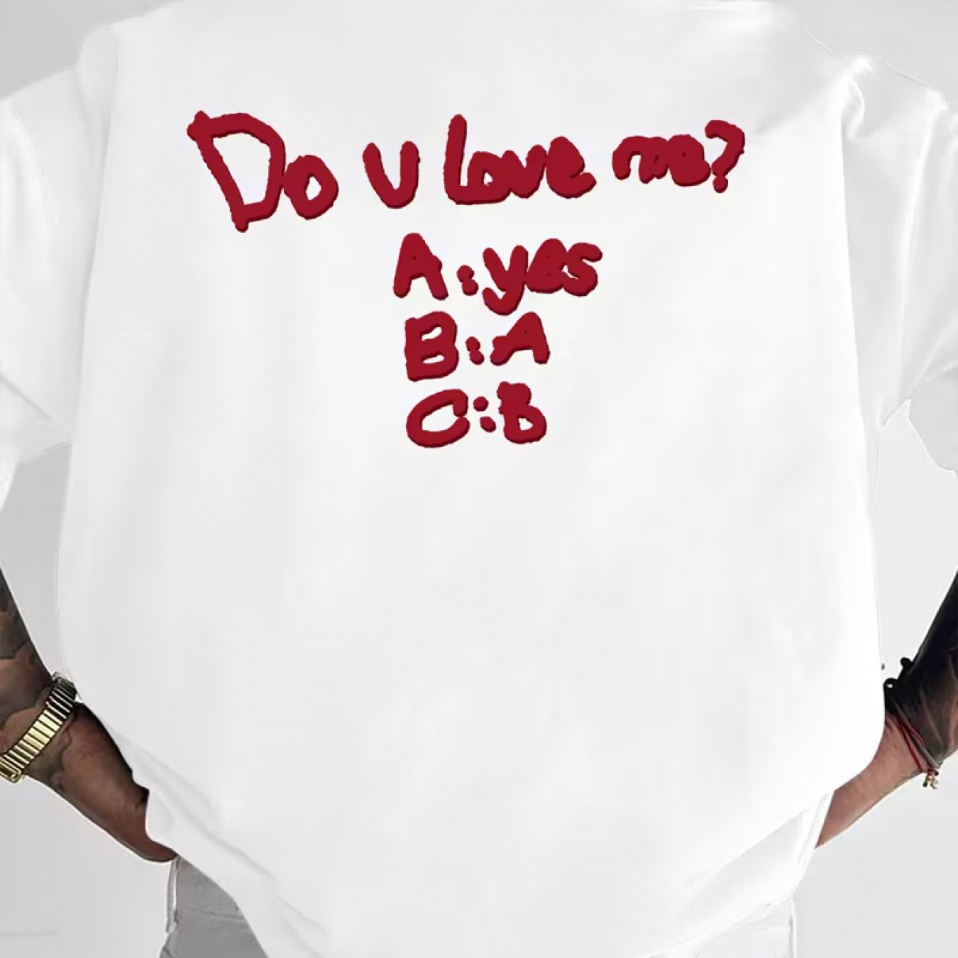TEMU Men's Pattern T-shirt, Fashionable Trendy Round Neck Short Sleeve, Printed With "do ?" Lettering, Suitable For Summer Wear