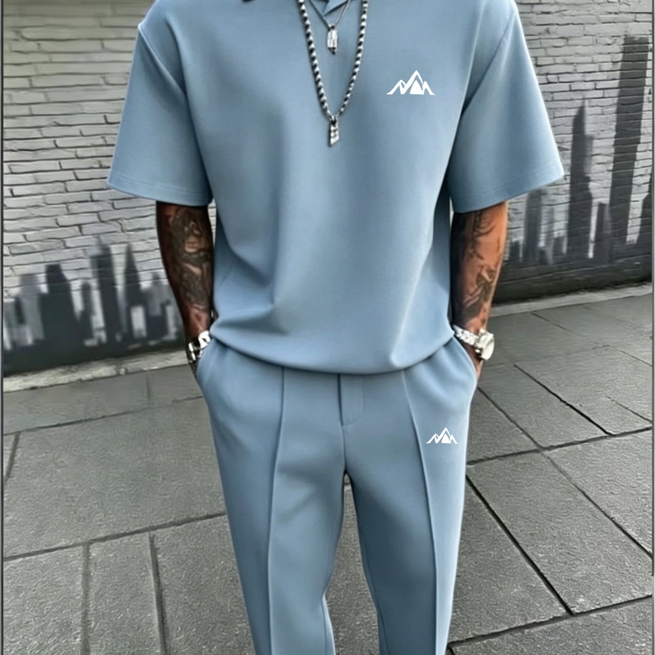 TEMU Men's Streetwear Set, Oversized Shirt & Slim-fit Pants, Chic Minimalist Outfit For Casual & Smart Casual Occasions