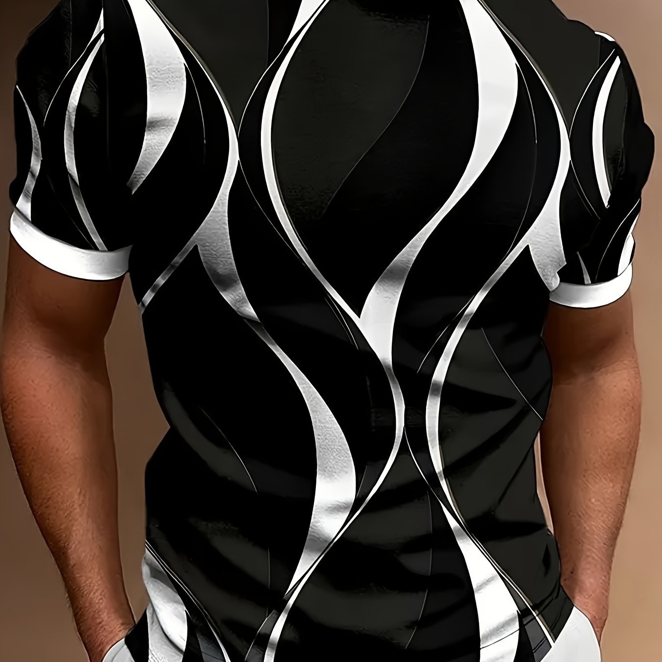 TEMU Fashion Striped T-shirt Men 3d Printing Simple Pattern Short-sleeved Sports T-shirt Summer Casual T-shirt Men Streetwear