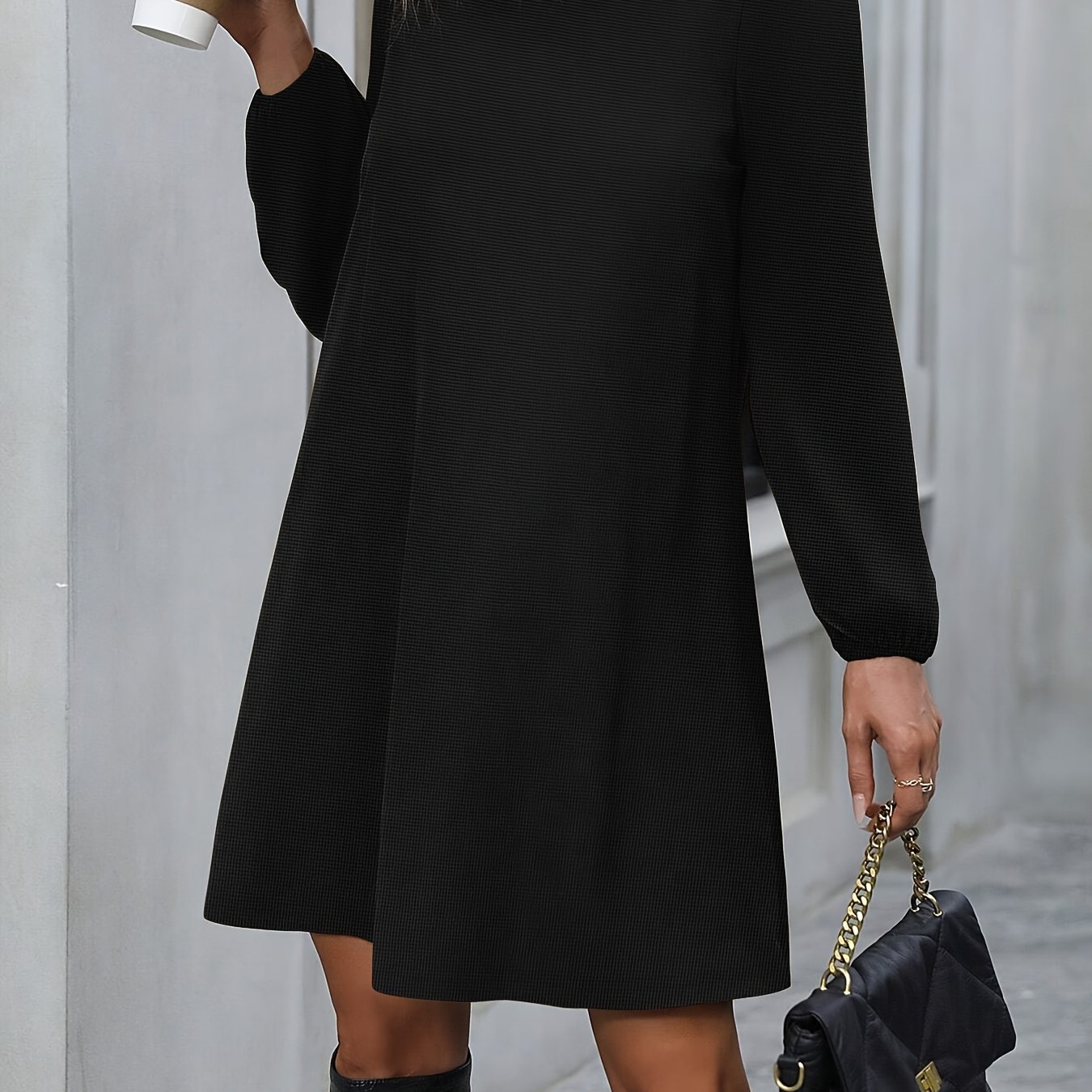 Image of Christmas Women's Blue A-line Dress With Puff Sleeve Boat Neck - Elegant -length (or Shorter) Hem, Wrinkle-resistant Long Dress For Weddings, Parties & Formal Events - Machine Washable Gown