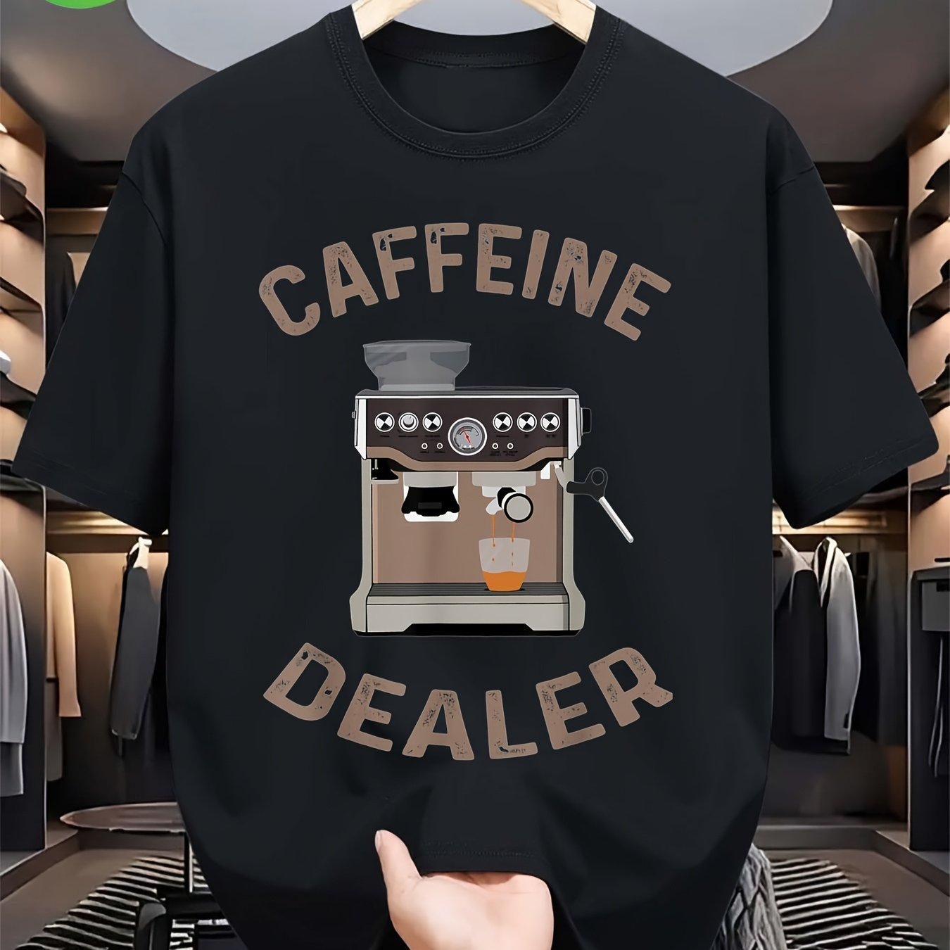 TEMU 1pc Unisex Heavyweight 100% Retro Coffee T-shirt - Vintage Barista Tee Wi_0300, A Pure Casual T-shirt Perfect As A Holiday Present For Mom