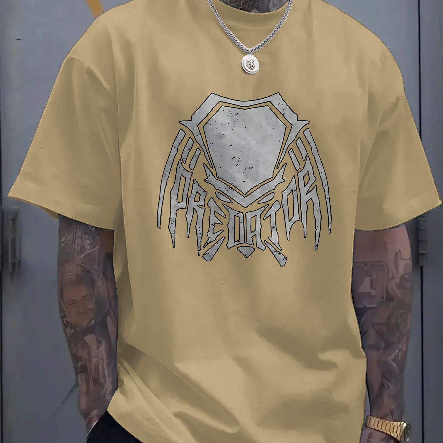 TEMU Men's With "predator" Graphic - , Short Sleeve, , Or Gifting, Everyday Tshirt | Graphic Tee | , Predator Shirt