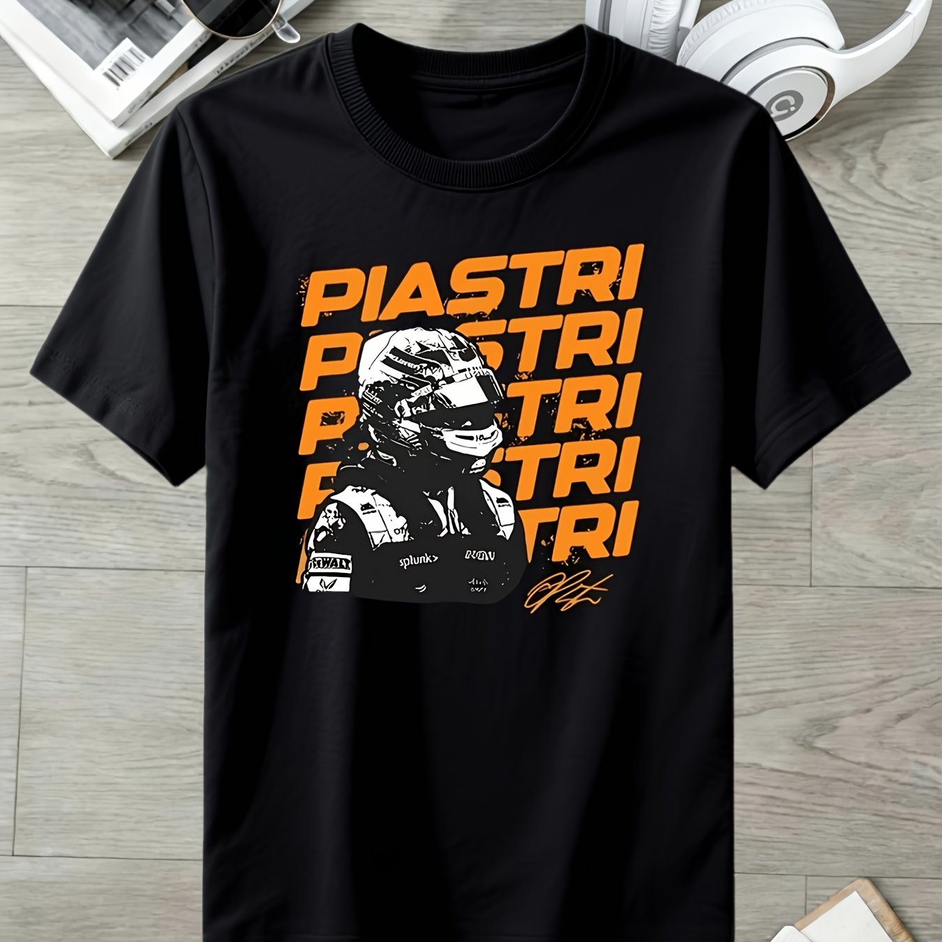TEMU Piastri Name Repeat Tee, Perfect Gift For Men, Easter Present, Essential Tee For Men, Suitable For Spring And Summer Rock Heavy Metal Shirt
