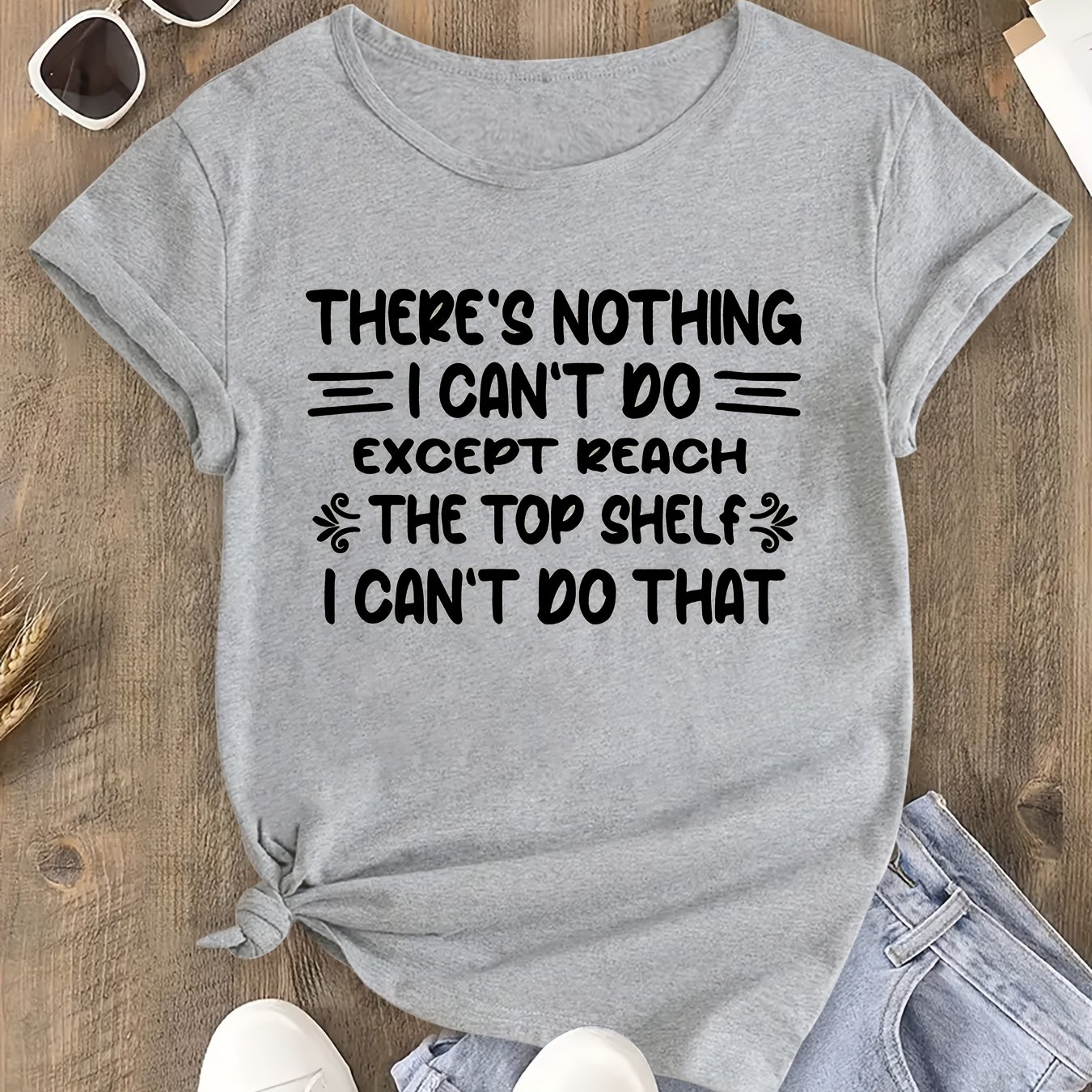 TEMU Soft & Comfy Summer T-shirt For Women - Casual Crew Neck, Short Sleeve With Unique Letter Print, Breathable Polyester Fabric, Machine Washable,