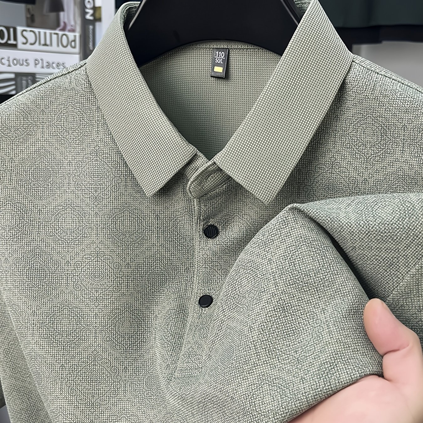 TEMU Men's Short-sleeve Shirt With Patterns, Solid Color, Loose Fit For Summer, Suitable For Light Business Casual Wear, Ideal For Middle-aged Men