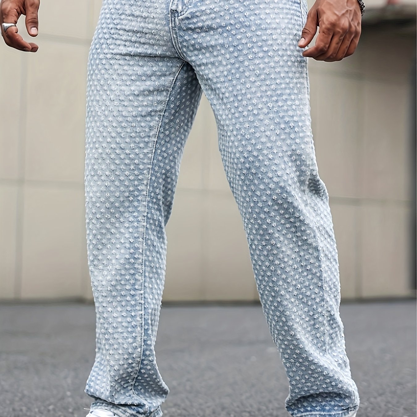 Gengyuan - Men's Casual Jacquard Denim Long Pants