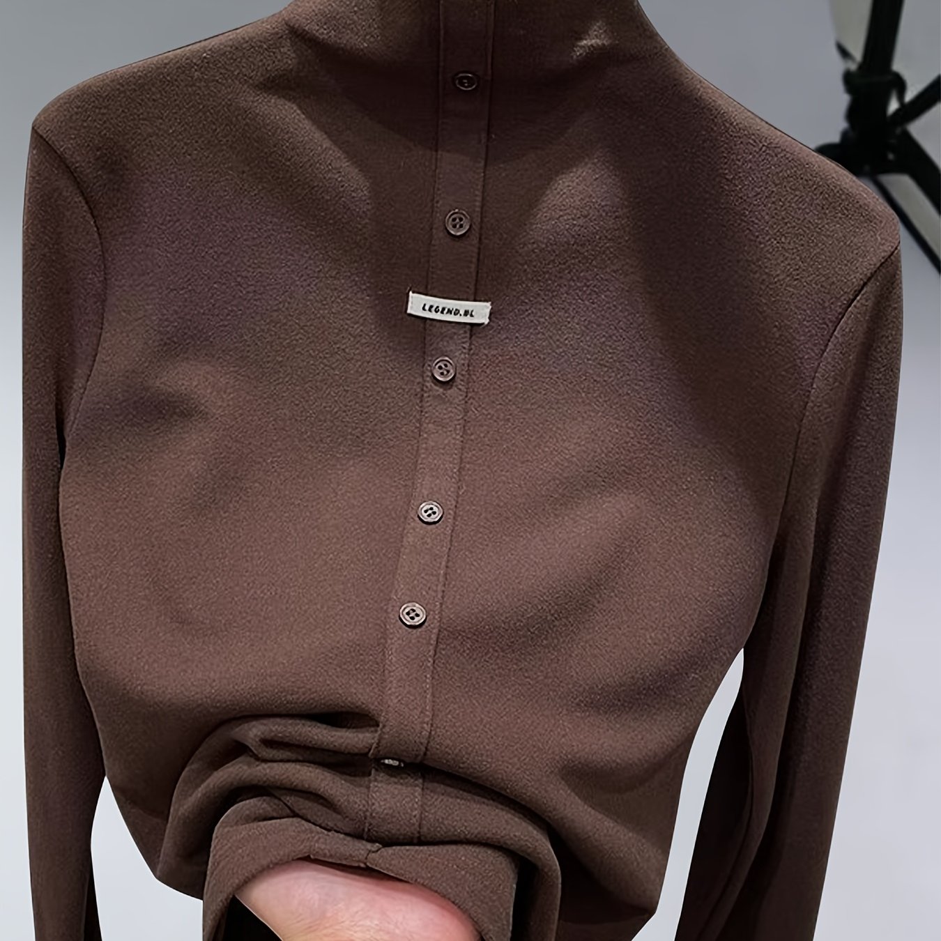TEMU New Multi-button Door Tube Decoration Warm And Comfortable Women's Long-sleeve Undershirt Top T-shirt