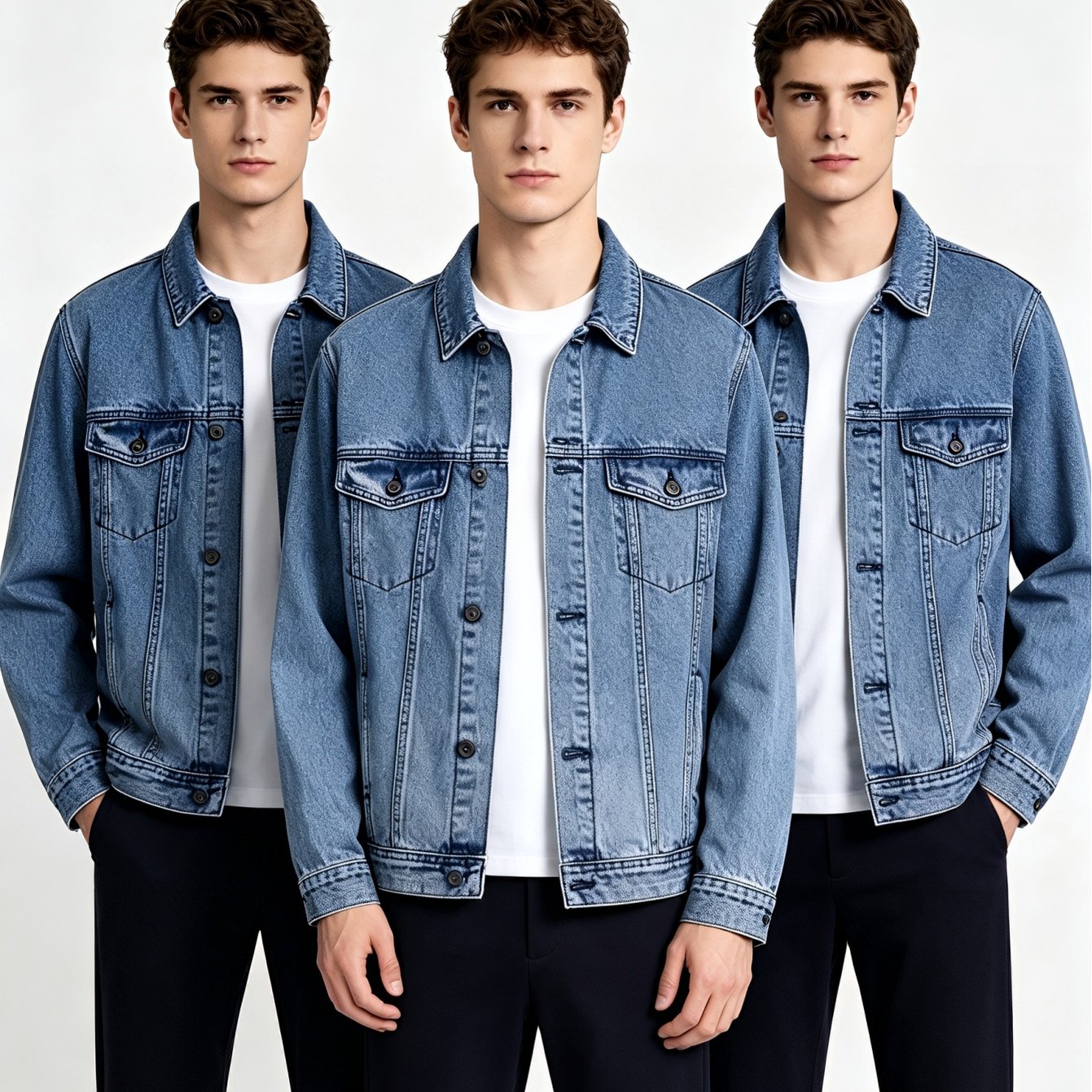 TEMU Men Classic Washed, Casual Lapel Long Sleeve Button Outerwear, Loose Fit Daily Streetwear Jean Coat