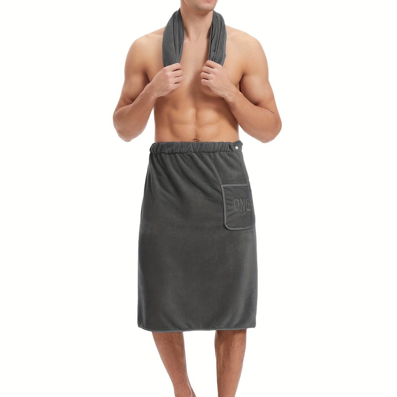Two-piece Men's Bath Towel Robe Absorbent Non-shedding Bathroom Gown Home Sleepwear Bedroom New 2025 Beach Towels