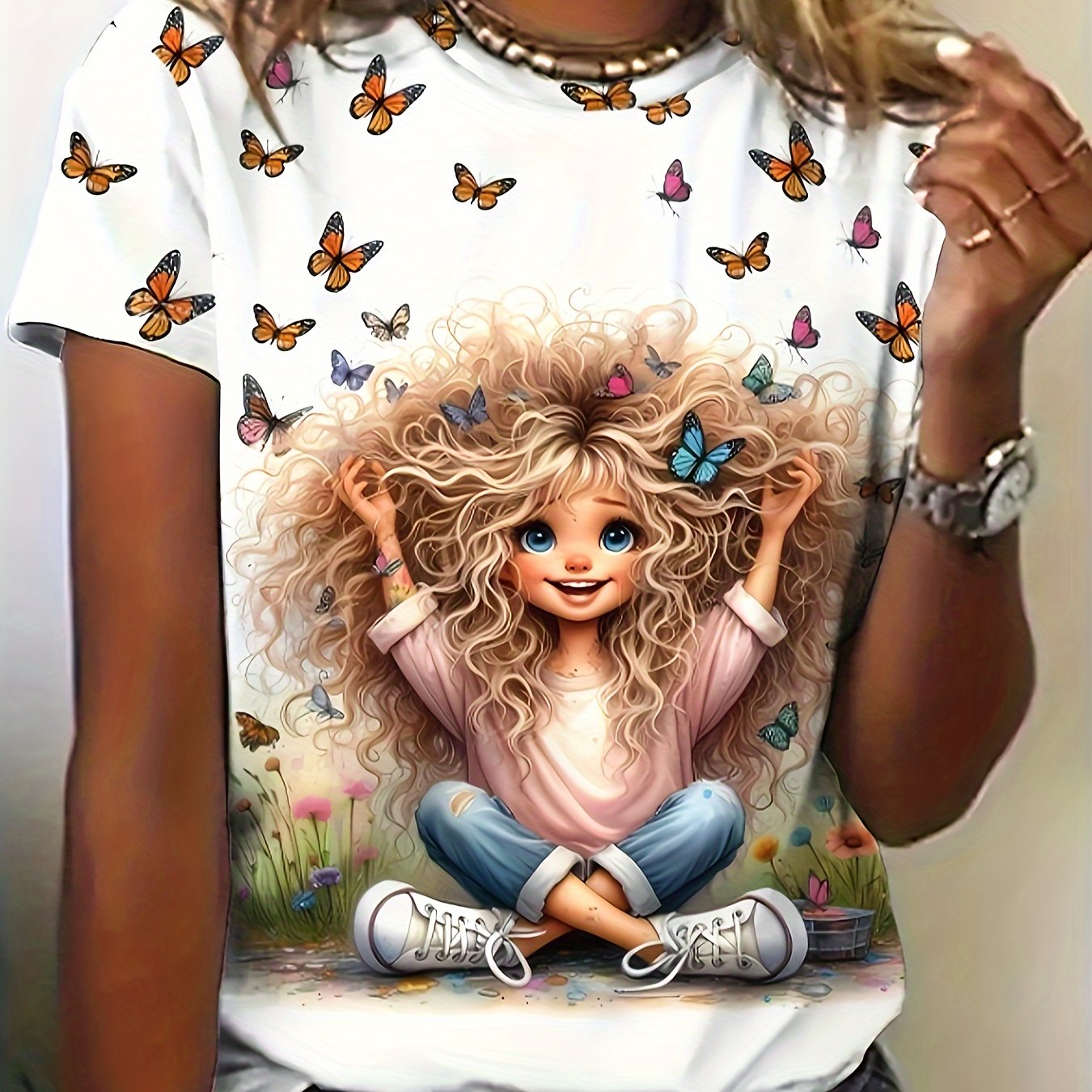 Women's Printed T-shirt, Casual T-shirt