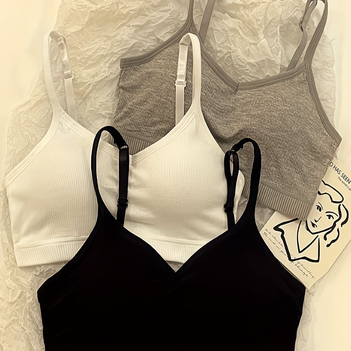 TEMU 3pcs Underwear, 1pc Wire-free Push-up Camisole For Small Chests In Development Stage