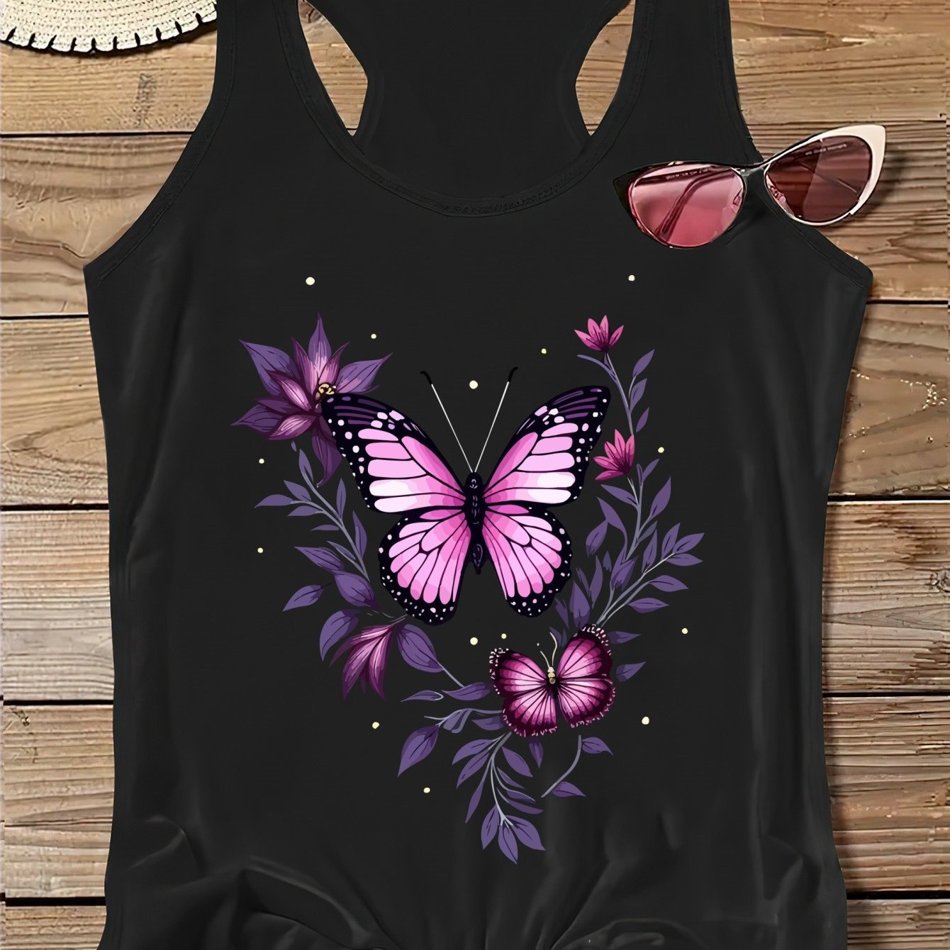 TEMU Fashionable Women's Round Neck Trendy Cartoon Dreamlike Tank Top