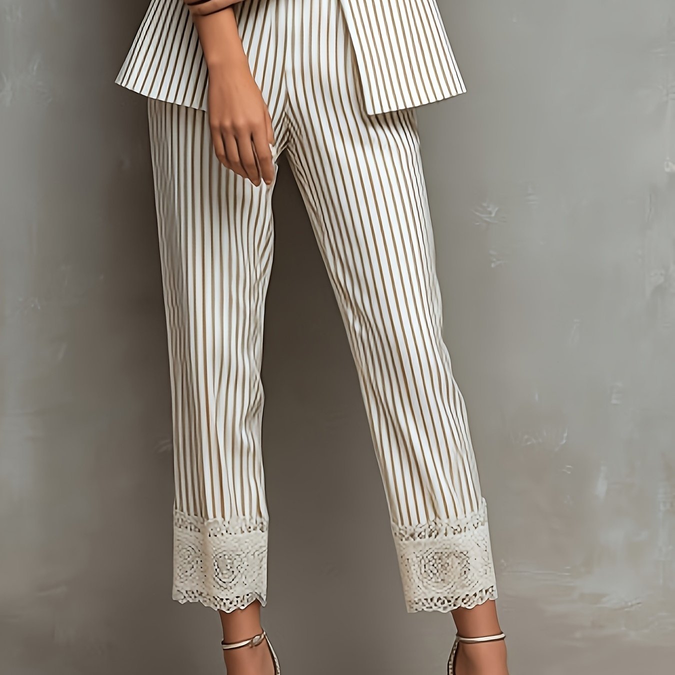 Image of Women's Elegant And Beautiful Pants, With Lace Trim And V-neck. Suitable For Daily Wear And Summer