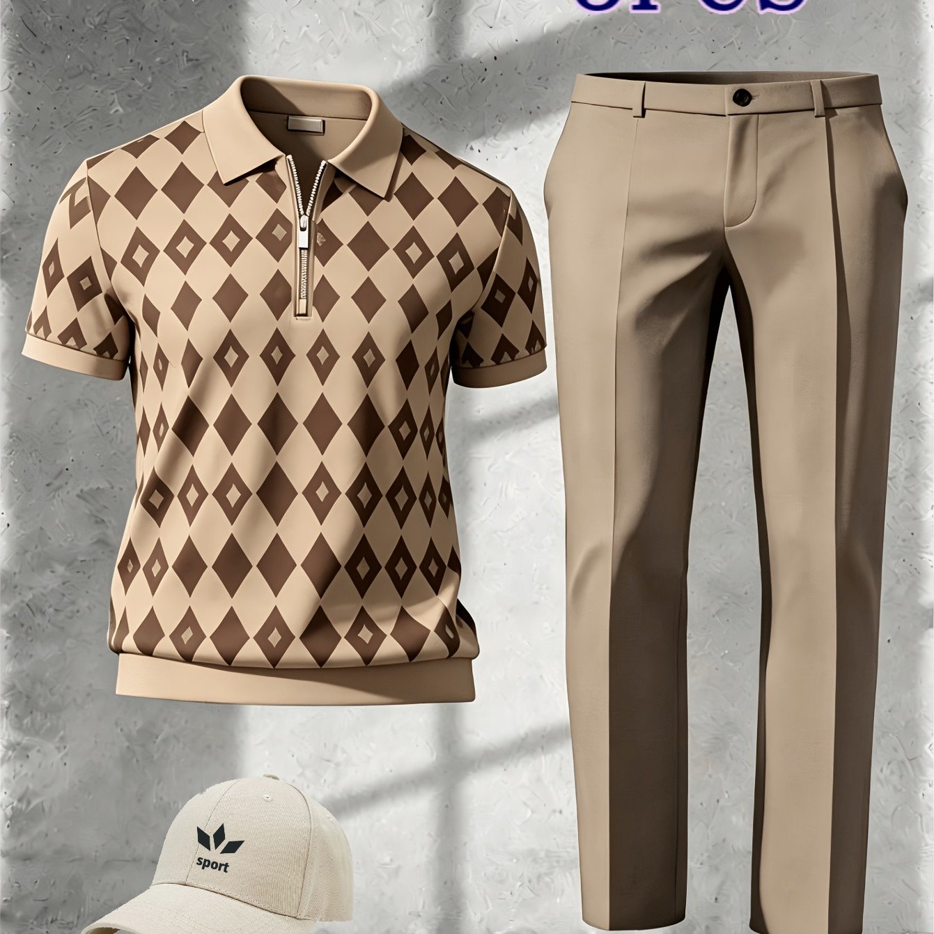 Sports Men's Casual Suits: And , Men's Universal Short-sleeved Casual Sports Style Shirt + Pants + Hat. Suitable For Golf, Sports, Running And Other Occasions. In A Of Colors Valentine's Day Gifts