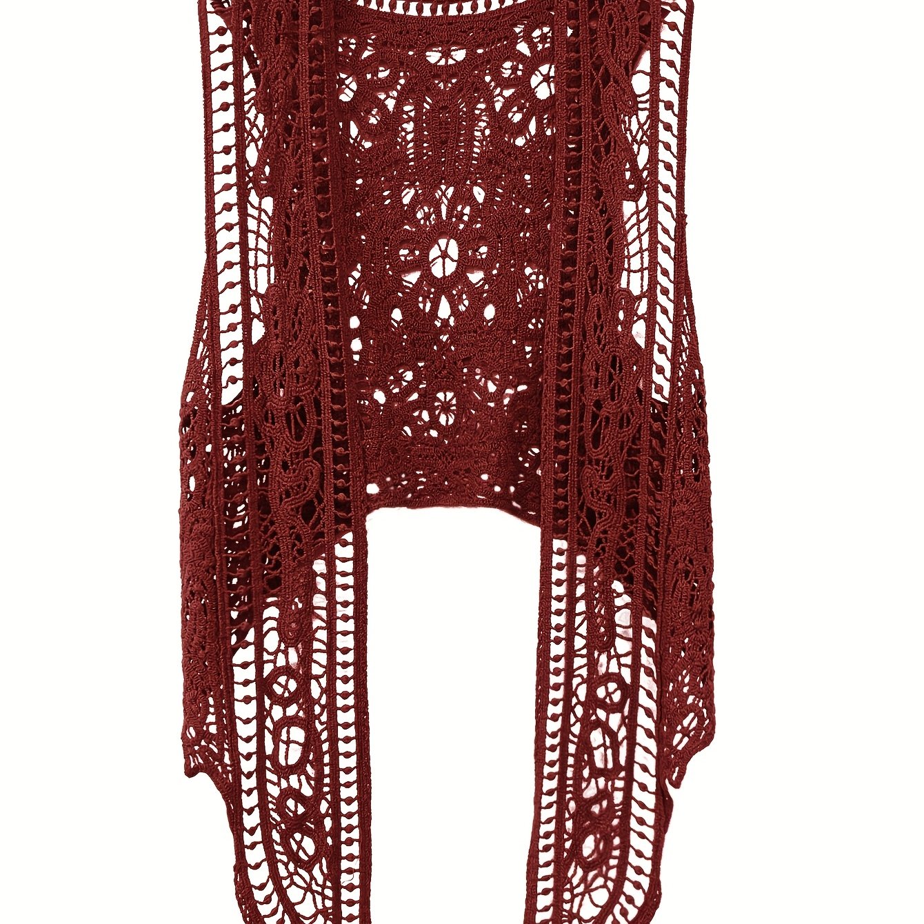 Image of Autumn/winter Crochet Openwork Cardigan For Women, Winter Short Sleeve Sleeveless Cardigan, Irregular Vest, Versatile Shawl Top