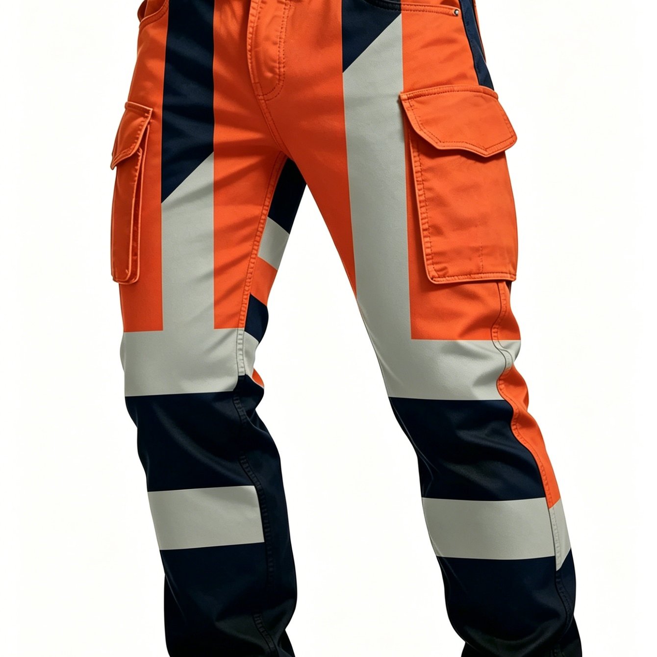 Image of Men'-style Cool Geometric Color-block Digital Full-print Cargo Pants, Four-season Multi-pocket , Suitable For Daily Commuting And Outdoor