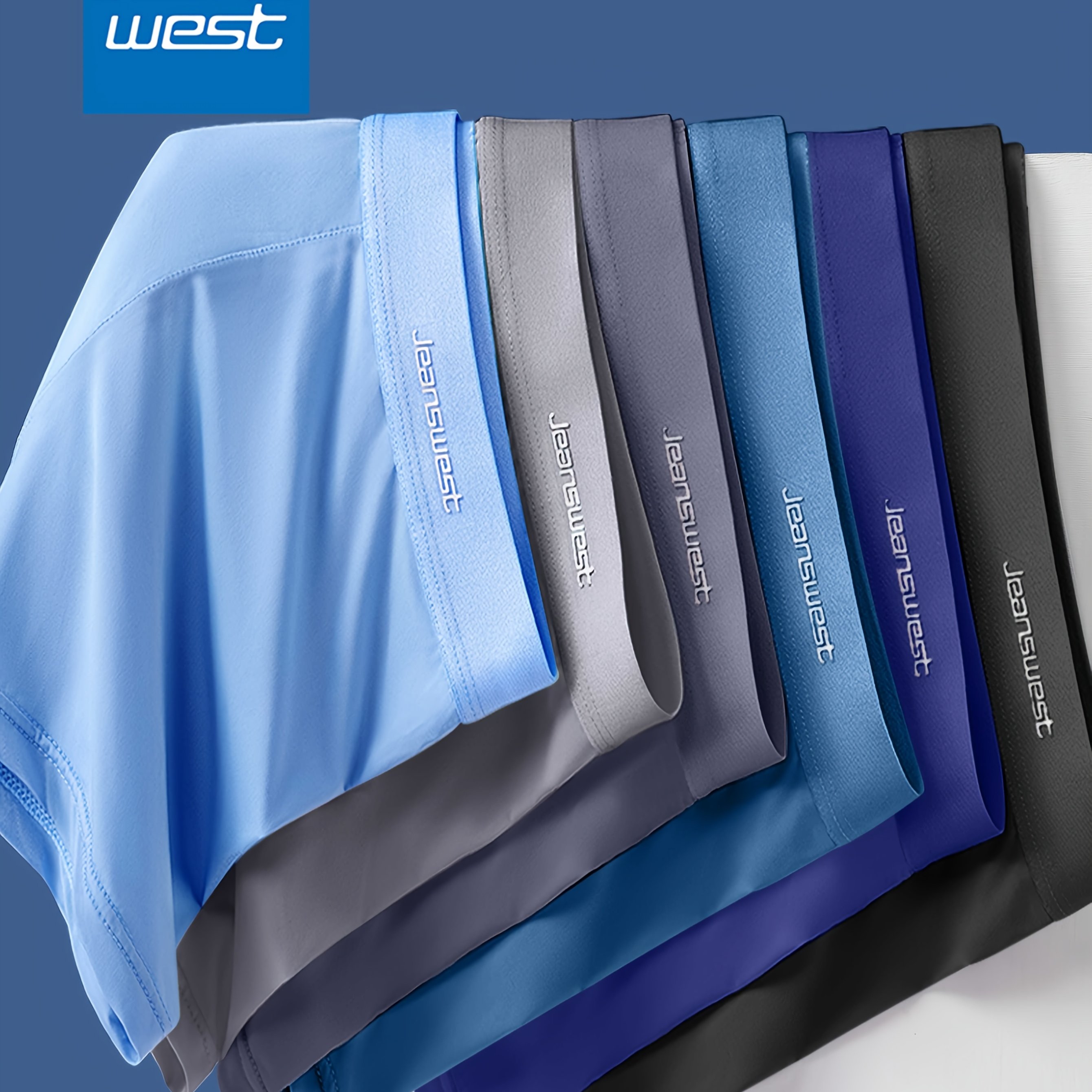 TEMU 트루비스 브랜드 +8% 할인 JEANSWEST 남성용 아이스 슬리키 섬유 원단 솔리드 컬러 편안한 박서브리즈 캐주얼 & 홈웨어 6팩
