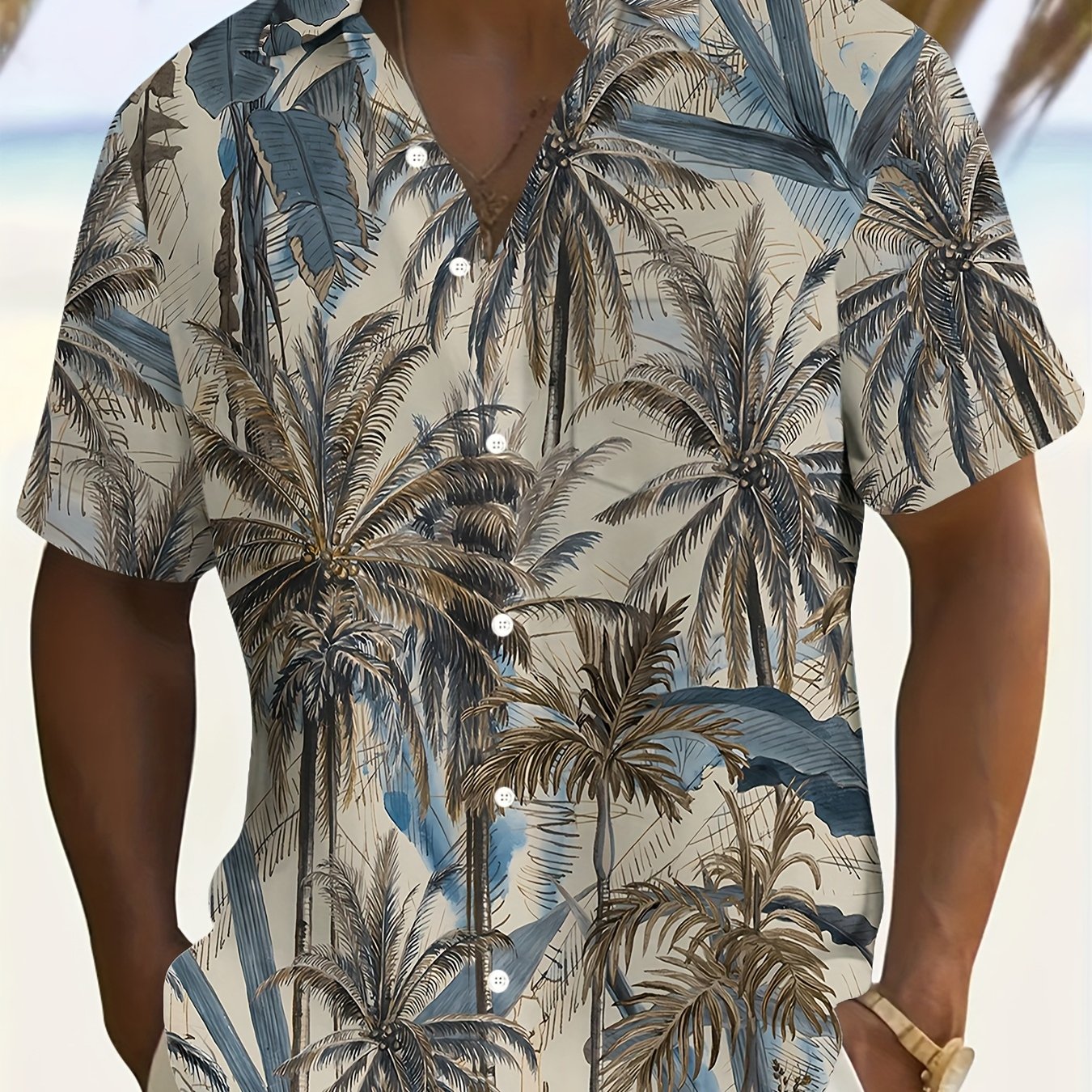 TEMU Men's Button Shirt | Lightweight Short Sleeve Summer Shirt, Classic Lapel Collar, Machine Washable Regular Fit, Suitable For Beach, Outdoor And