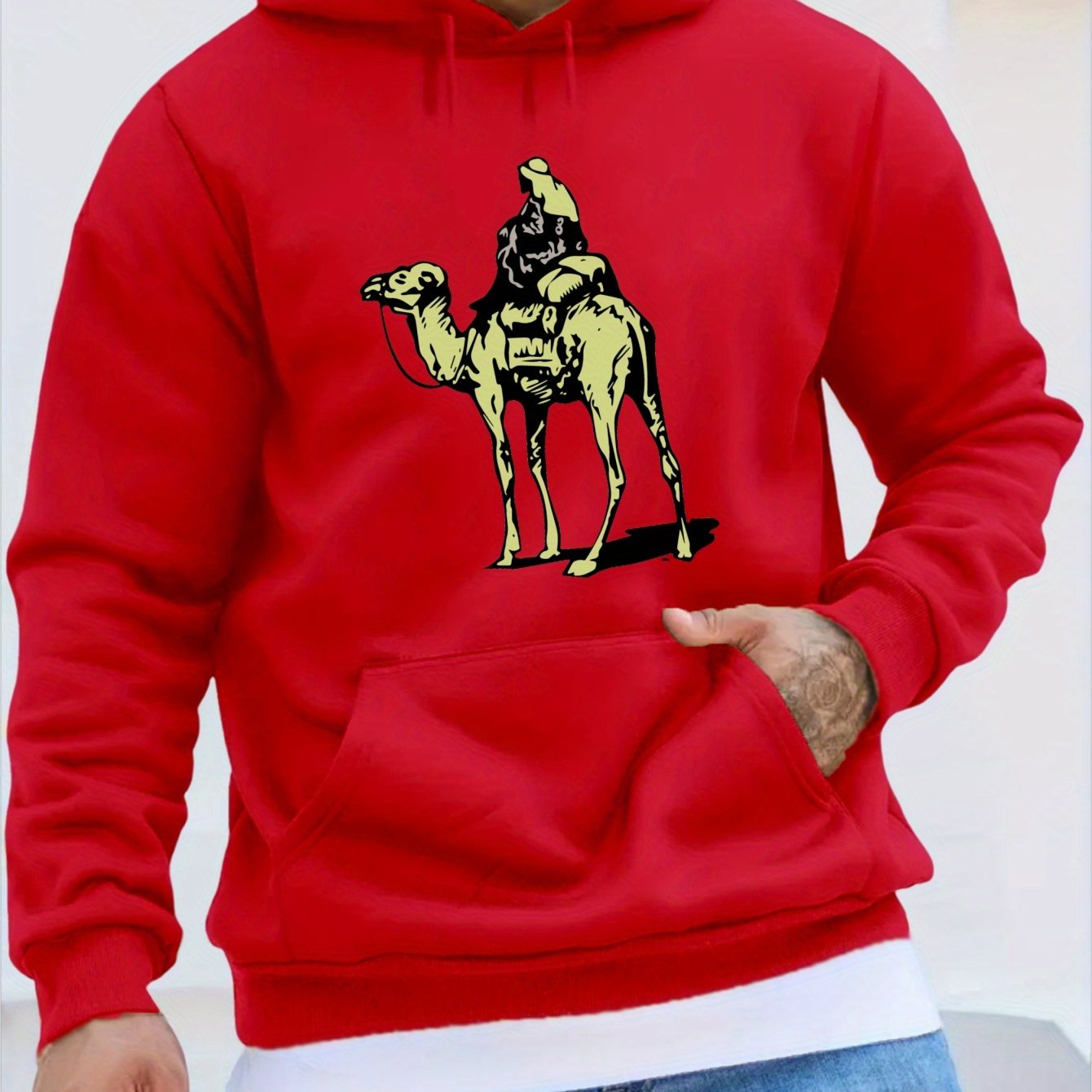 camel print hoodie cool hoodies men men s casual pullover Temu