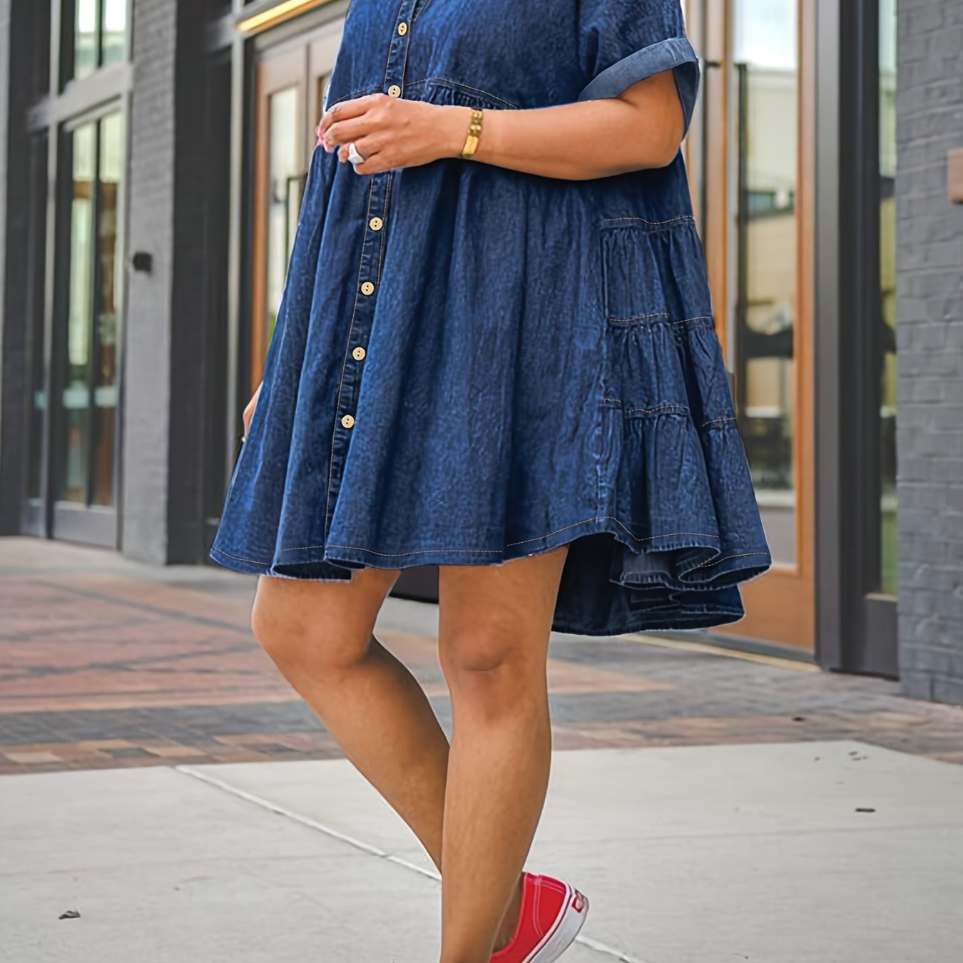 218662#cross-border Plus Size Women's Short Sleeve Dress