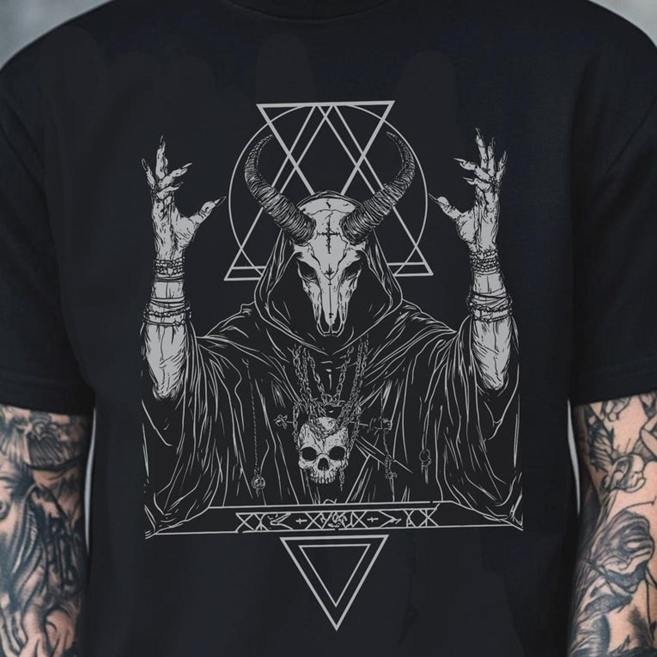 TEMU Men's T-shirtgothic Colors T Shirt Punk Horror Grunge Alternative Clothing Metal Goth For Men, Plus Size