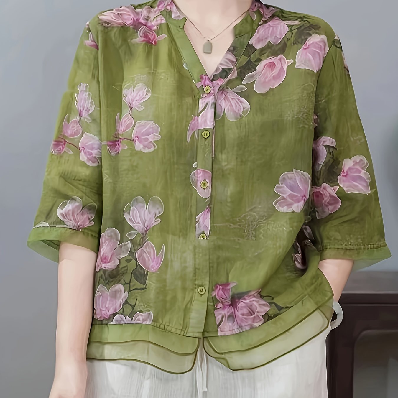 Women's Casual Floral Print Shirt