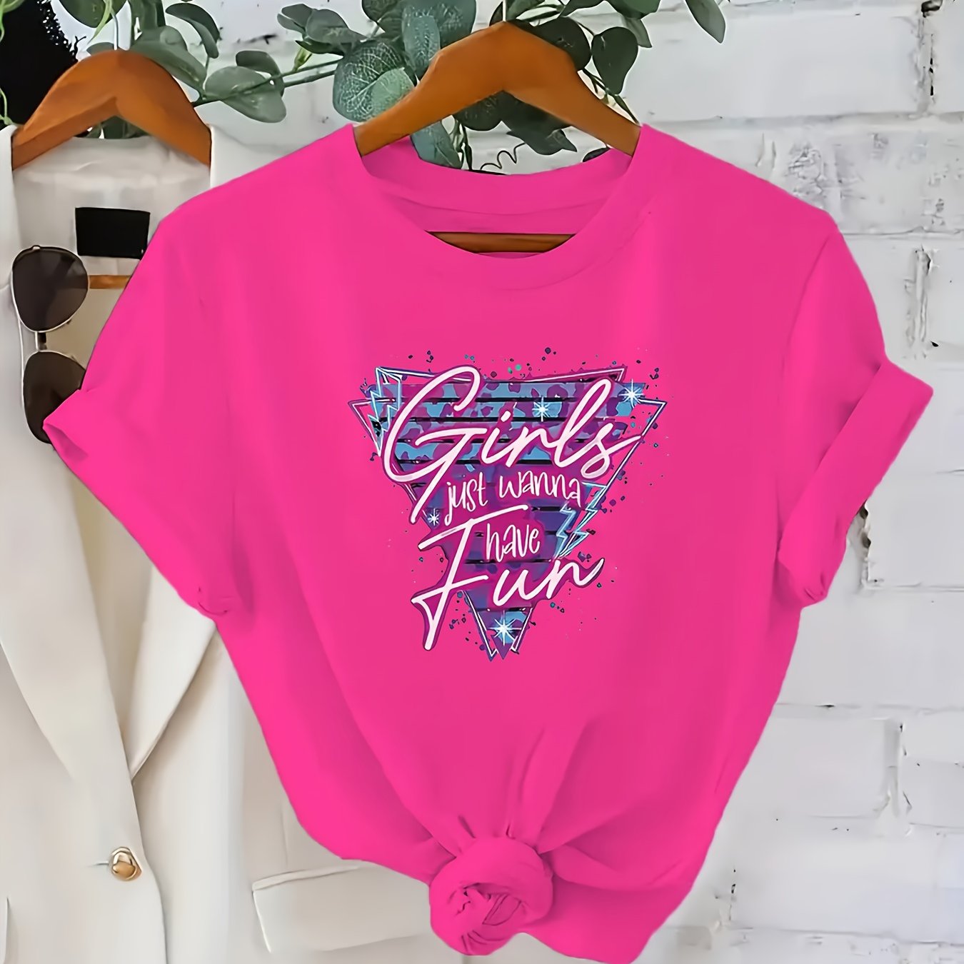 TEMU Plus Size Graphic Print T-shirt, Short Sleeve Crew Neck Casual Top For Summer & Spring, Women's Plus Size Clothing