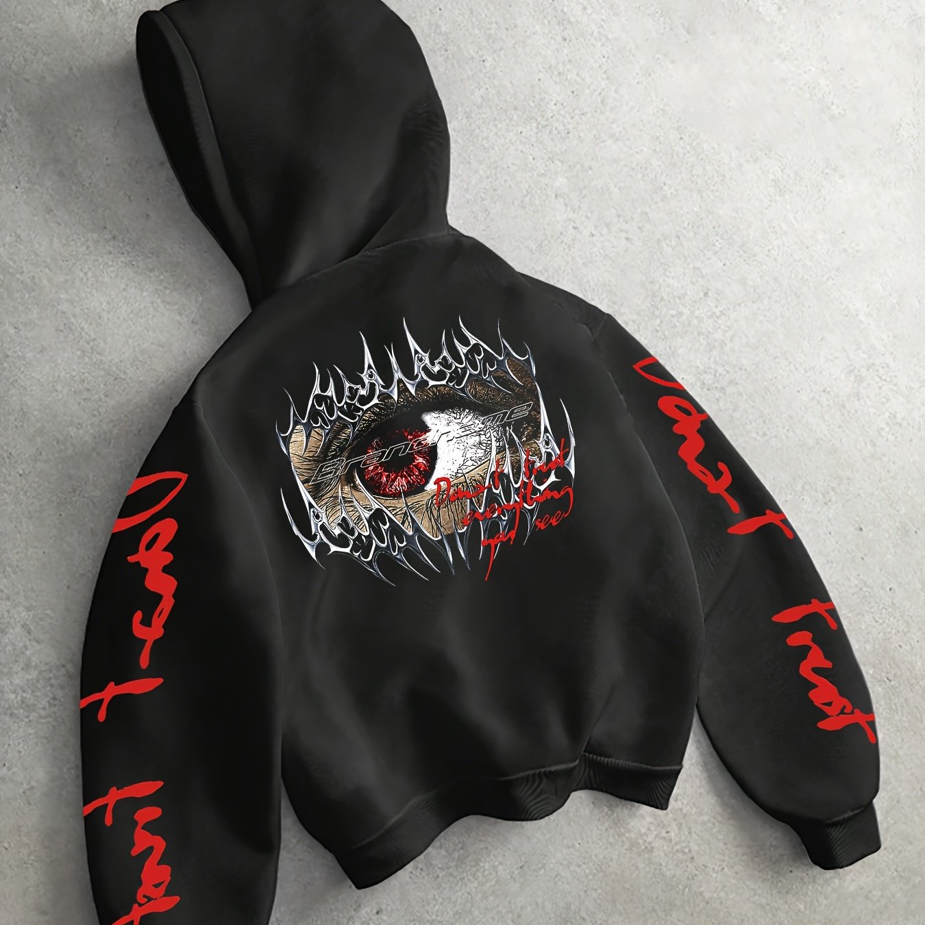 TEMU Sweat à capuche pour homme, motif étoiles rouges, style , automne, épaules dénudées, manches longues, pull noir à capuche