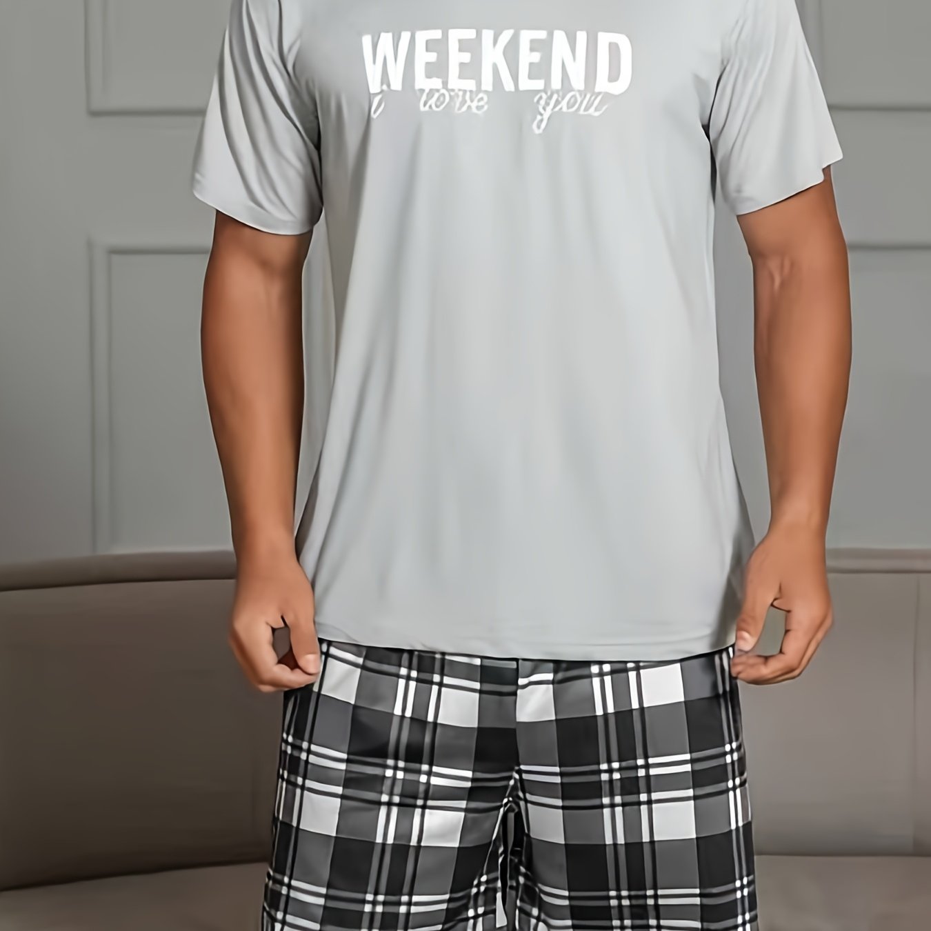 Men's Casual Set, Summer Short Sleeve Short Shorts Plus Size Loose Casual Wear Set
