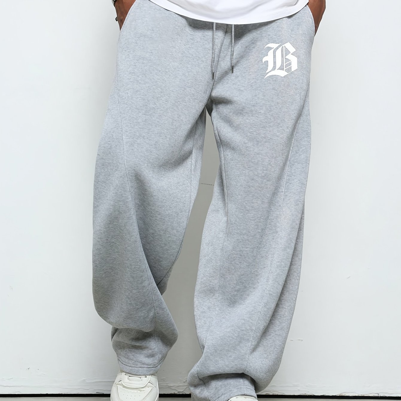 E-shop Herren Freizeithose, einfarbige Hose mit einzigartigem Druckdesign, Straight-Leg Hose, Faser, leicht elastischer Stoff Sport Hose, geeignet für