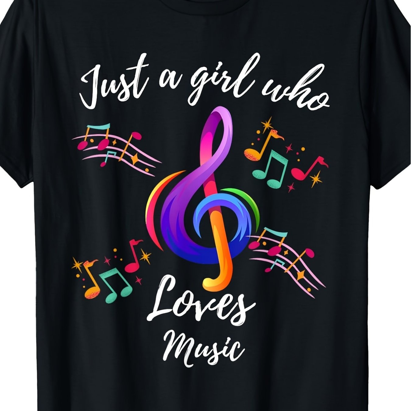 TEMU Women's Plus Size Graphic T-shirt Just A Who Music Musical Note For Music Lovers Tshirt Same Style For And Wo 2026 Summer Shortsleeved Printed