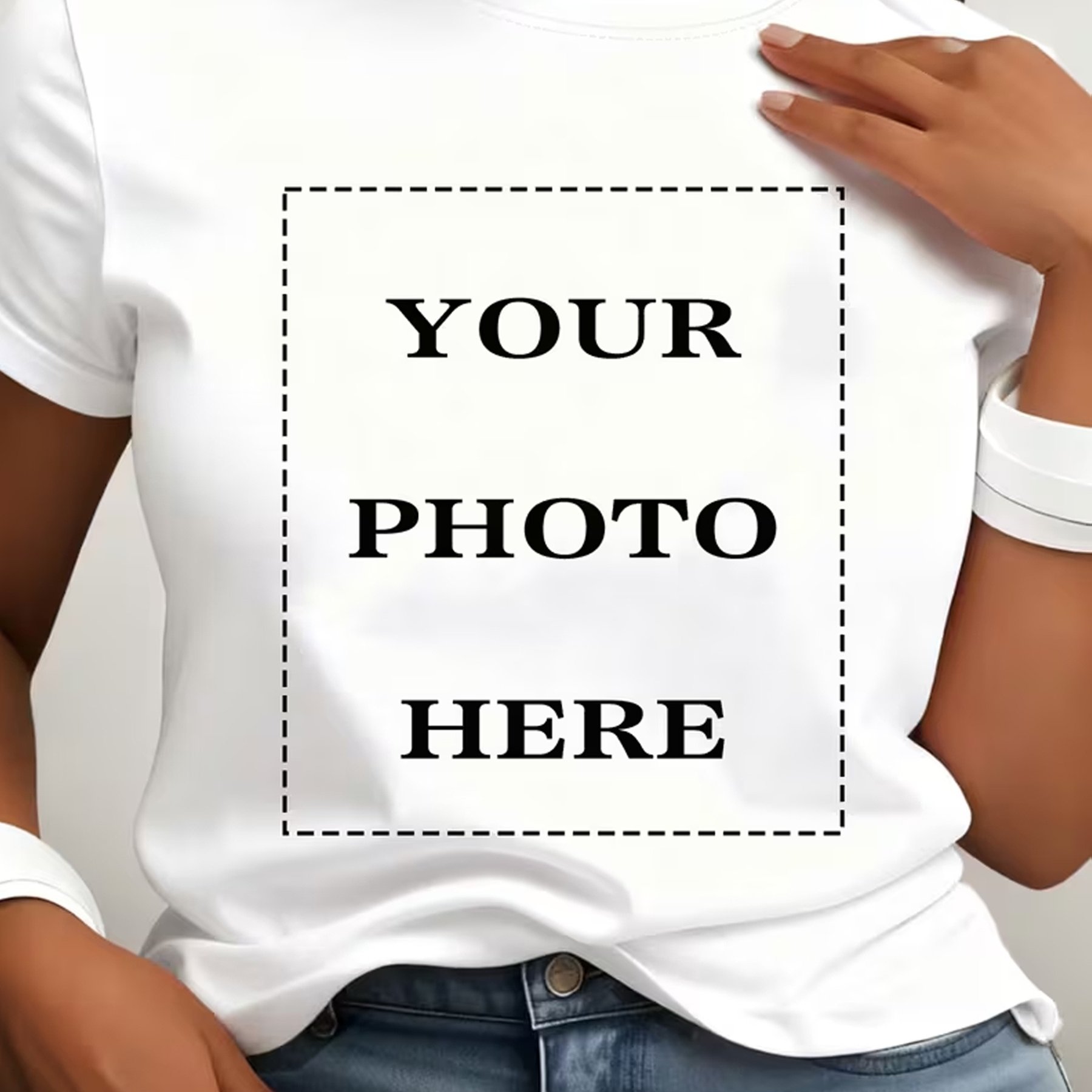 TEMU Personalized Custom Holiday Elegant Women's Print Pattern S T-shirt, Customizable With Your Photos. Suitable For Corporate, Hotel, And , Bulk