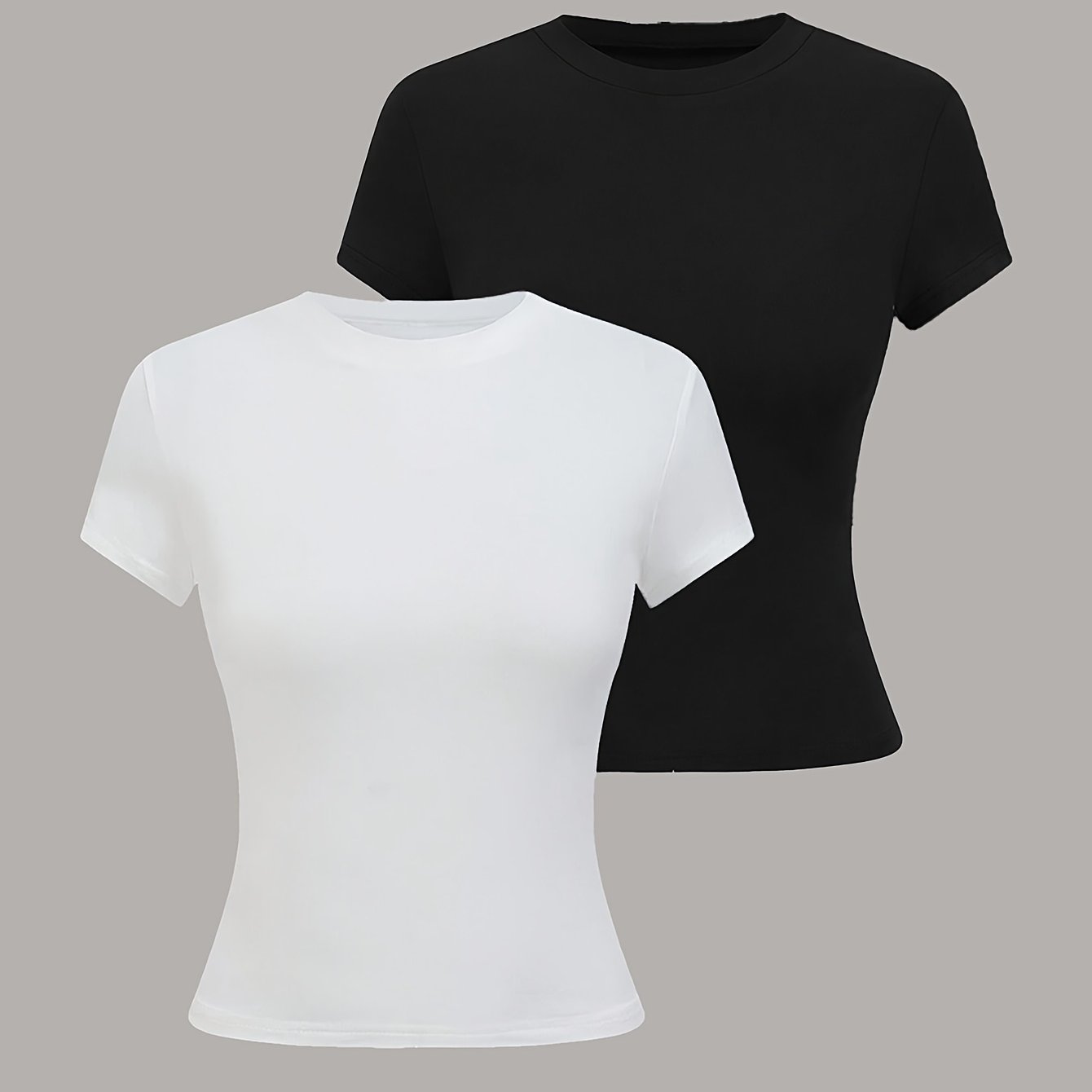 E-shop Sommer Damenmode Einfarbig Rundhals Kurzarm T-Shirt, Easy And , Slim Fit, Rundhals Design, Und Vielseitig, Maschinenwaschbar, Täglicher