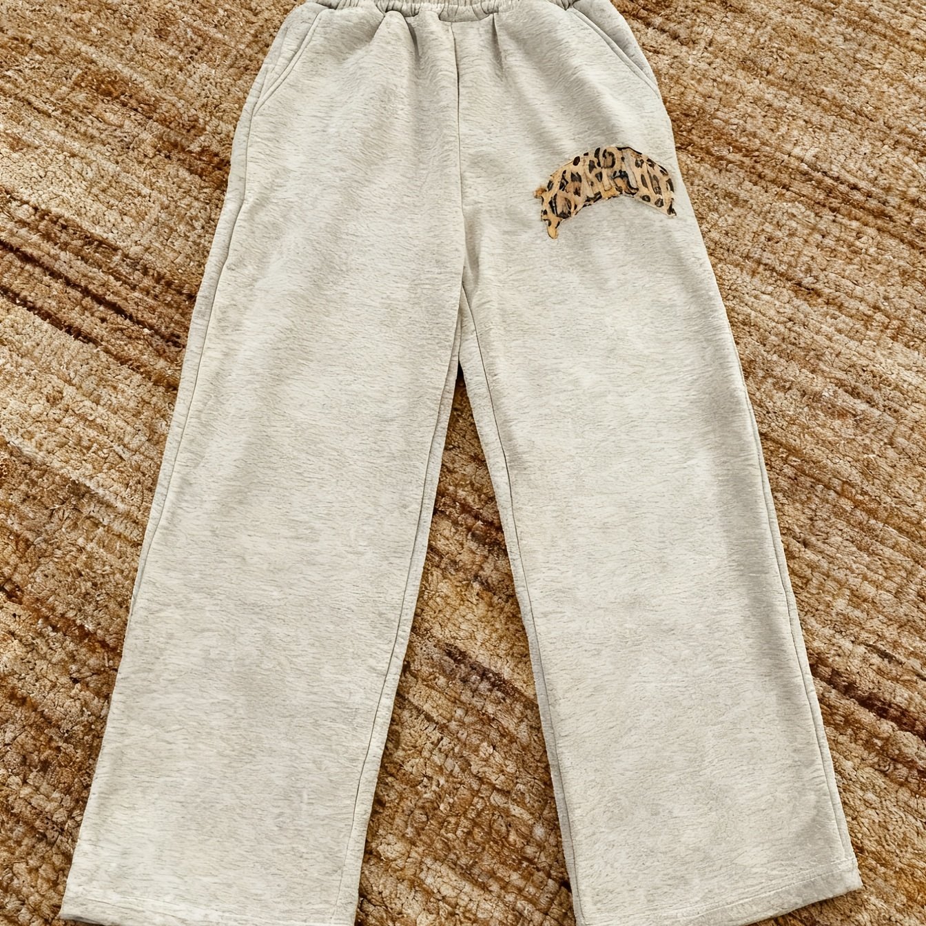 Image of Leopard Print Letter Embroidery 2-in-1 Look Street Casual Pants Y2k Style Unisex Dual Waistband Casual S Pants