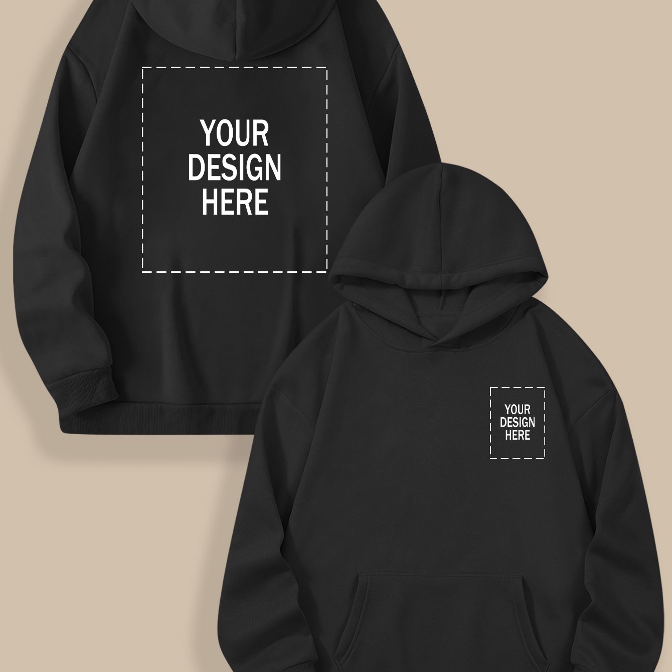 TEMU Customizable Front And Back Print Hoodie - Casual Pocket Hooded Sweatshirt, Loose Fit, Autumn Women's Top, Machine Washable, Comfortable, Soft