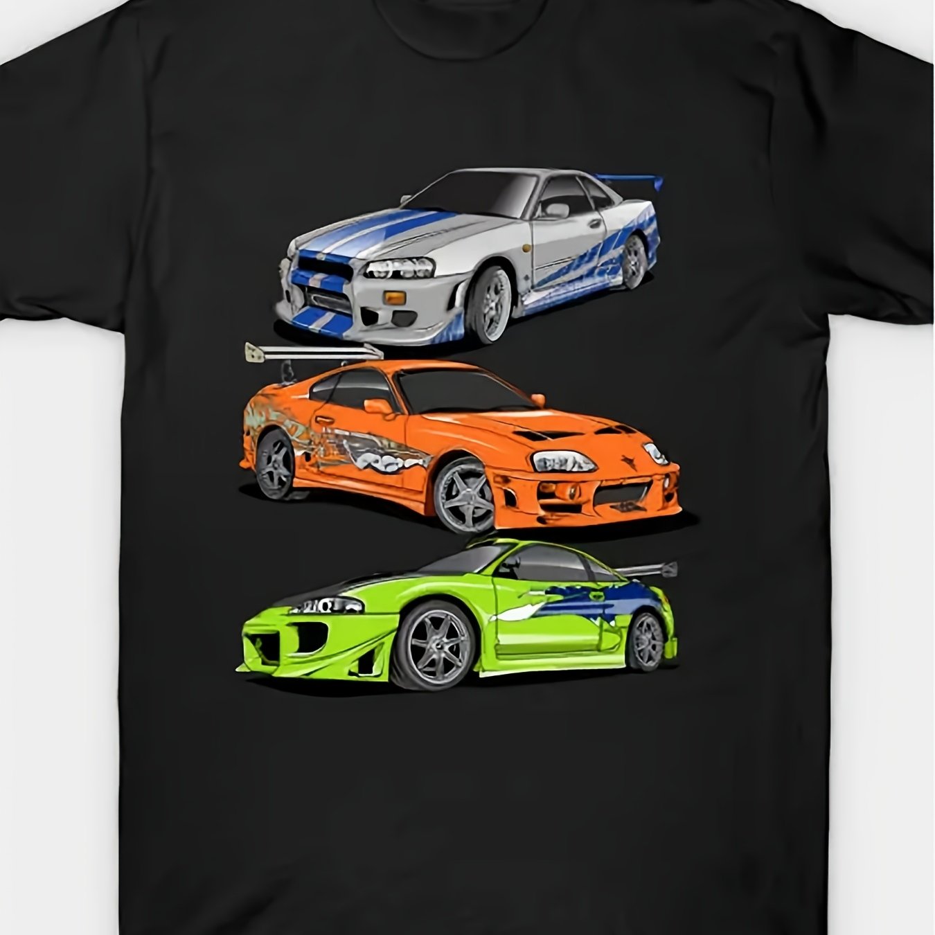 TEMU T-shirt graphique pour homme , imprimé numérique noir sur le thème de , col rond, décontracté, manches courtes, idéal pour le street style, les